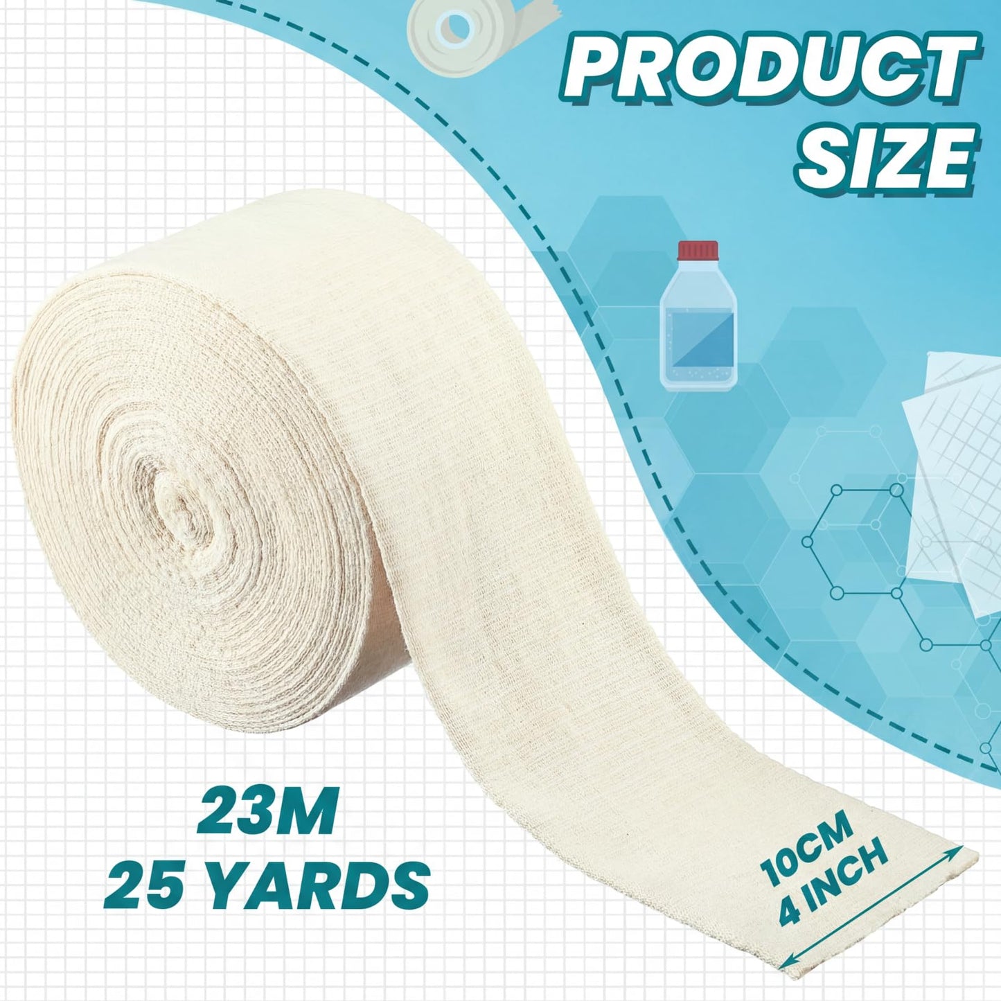Tondiamo Cotton Tubular Stockinette Gauze Roll Tubular Arm Stocking Elastic Leg Stockinette Tubing Compression Tube Sleeve Bandage for Comfort Wear Sweat Absorbent(4 Inch X 25 Yard)