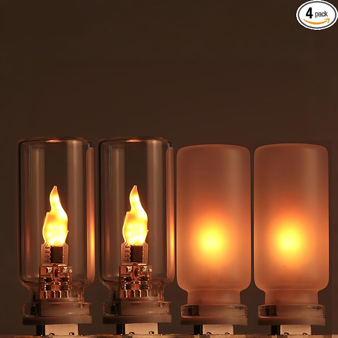 4PCS Mini USB Car Atmosphere Lights, Transparent & Frosted Shell Bottle Night Lights, Touch Control Candle Flame Ambient Lamp for Vehicle Holiday Party Camping Bedroom Decor.