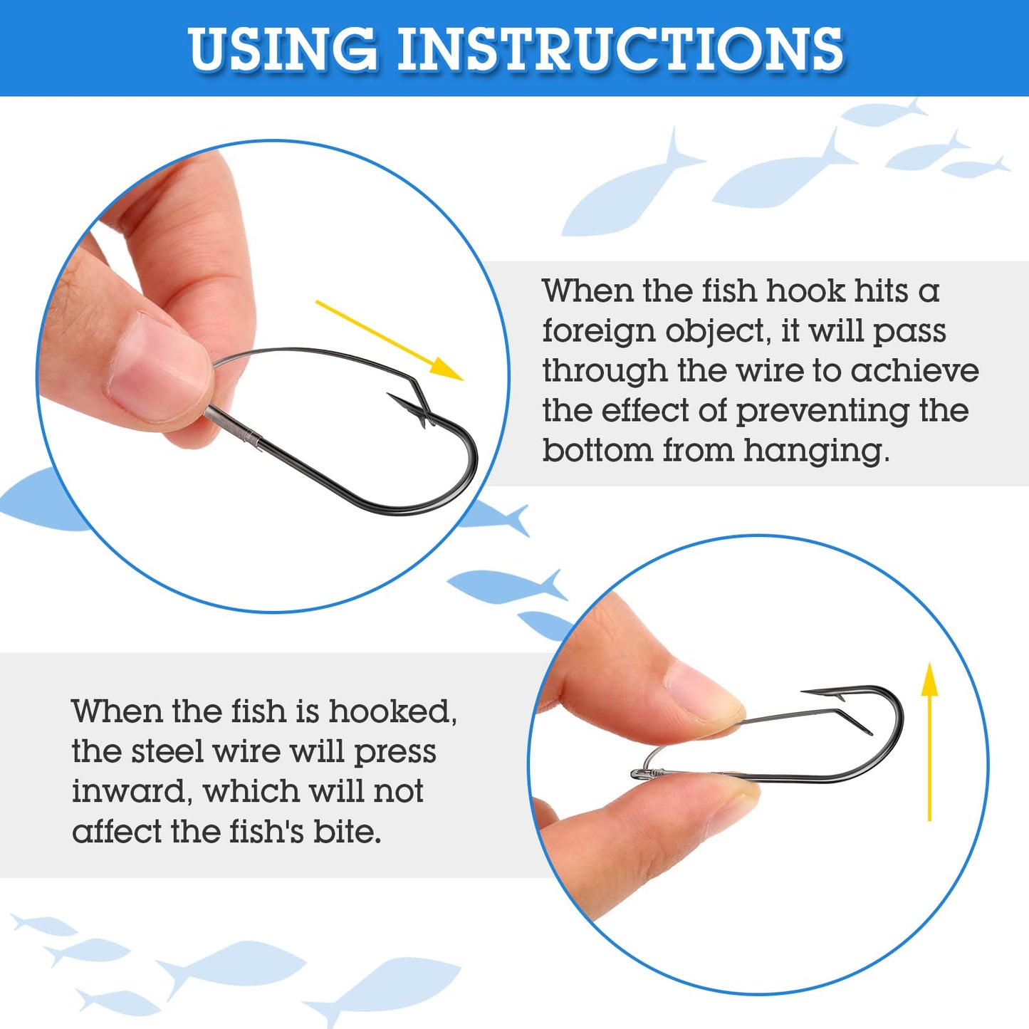 Sumind 50 Pcs Weedless Wacky Rig Hooks Bass Carbon Steel Fishing Hooks for Wacky Rigging Worm Lure Baits(1/0)