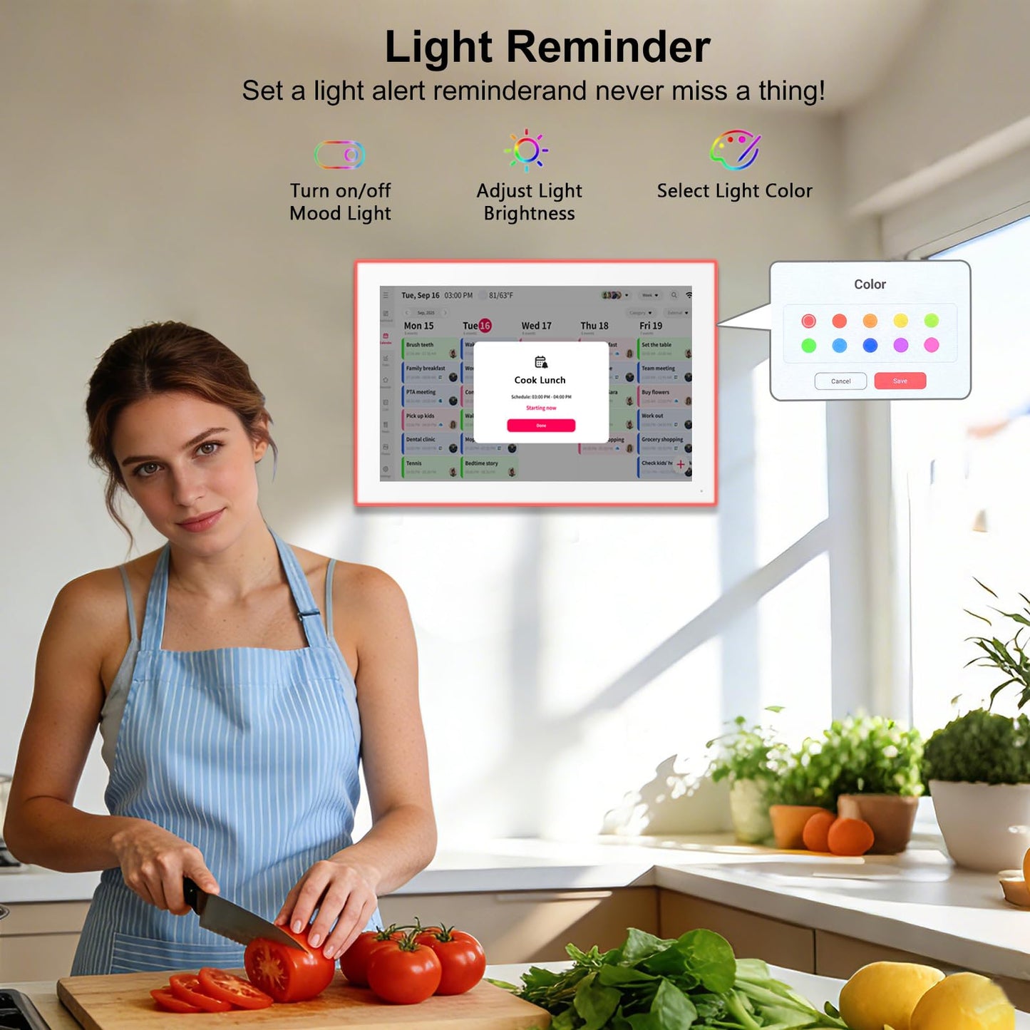 Akimart Calendar: 10.1-inch Wall Planner Digital Calendar & Chore Chart With LED Reminder, Smart Touchscreen Interactive Display for Family Schedules, Hearth Display Digital Calendar, Great for Organizing Your 2026 Year