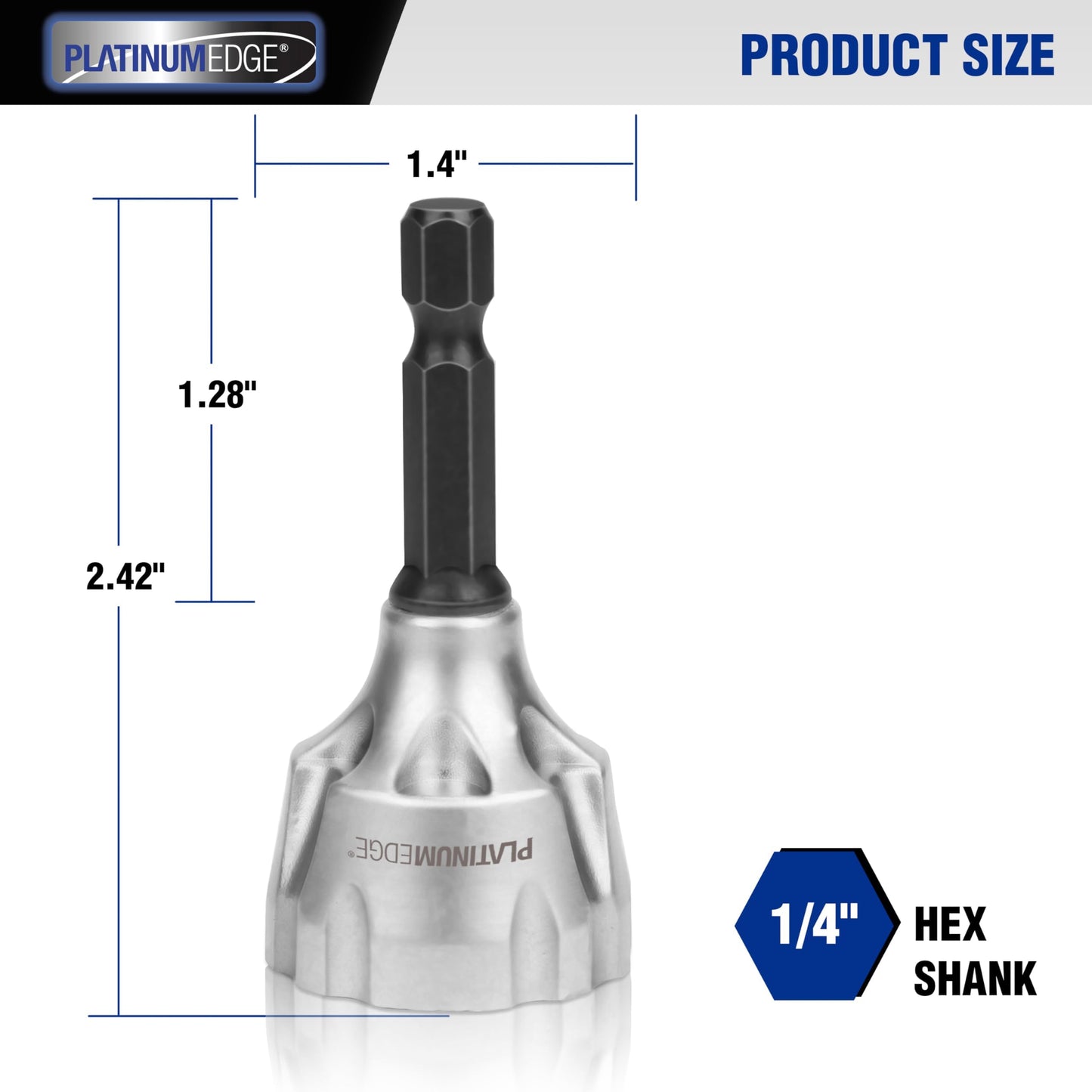 PLATINUMEDGE Deburring External Chamfer Tool with 3 Tungsten Carbide Blades,Quick Release 1/4" Hex Shank, Fits 1/8"-3/4" (3-19mm) – Repair Damaged Bolts, Screws, Threaded Rods & Pipe