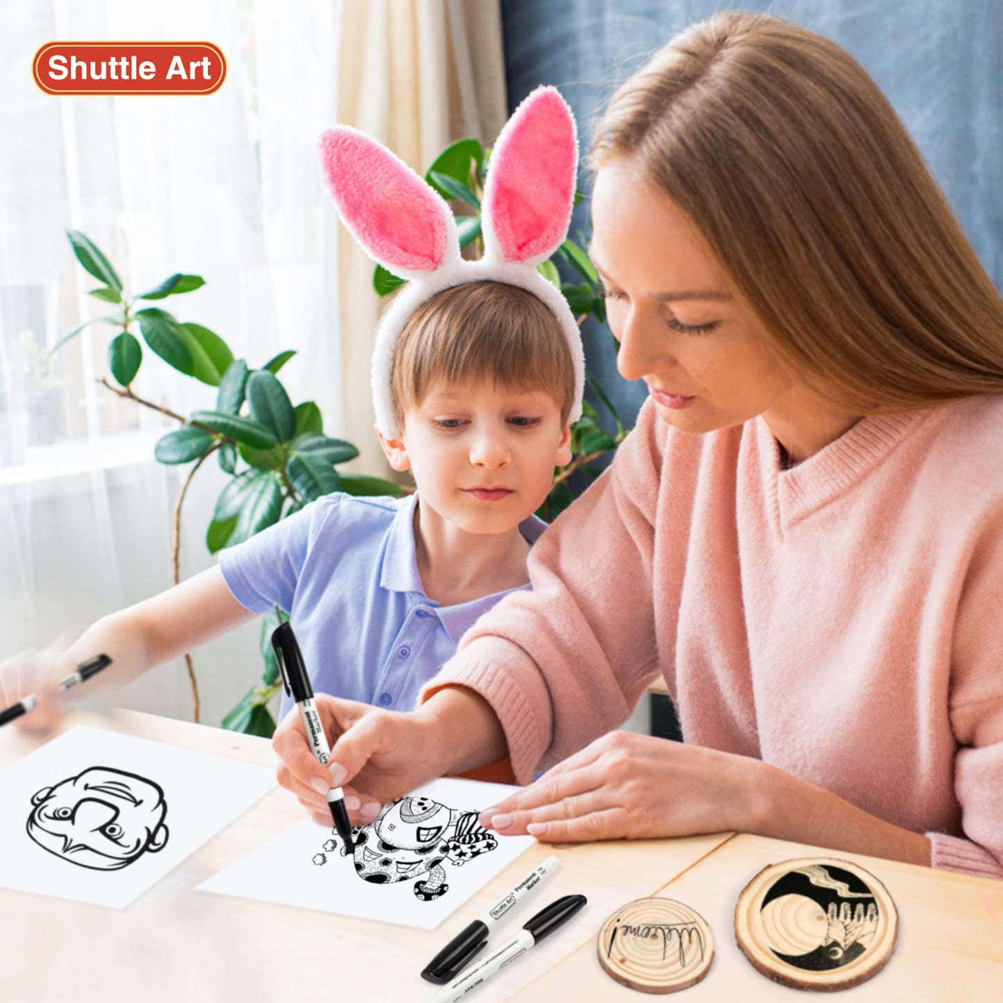 Shuttle Art Permanent Markers, 30 Pack Black Permanent Marker set, Fine Point, Works on Plastic, Wood, Stone, Metal and Glass for Doodling, Marking