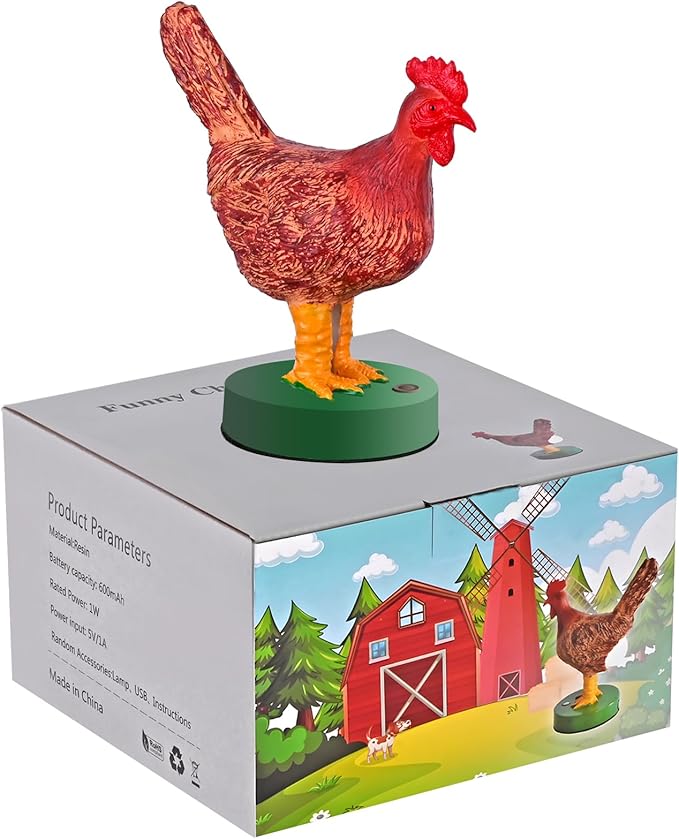 Chicken Egg Lamp, Funny Dimmable 3D Chicken Night Light with Egg in Butt, Lifelike Rooster Lamp with Touch Switch for Easter, Christmas, Birthdays Gifts