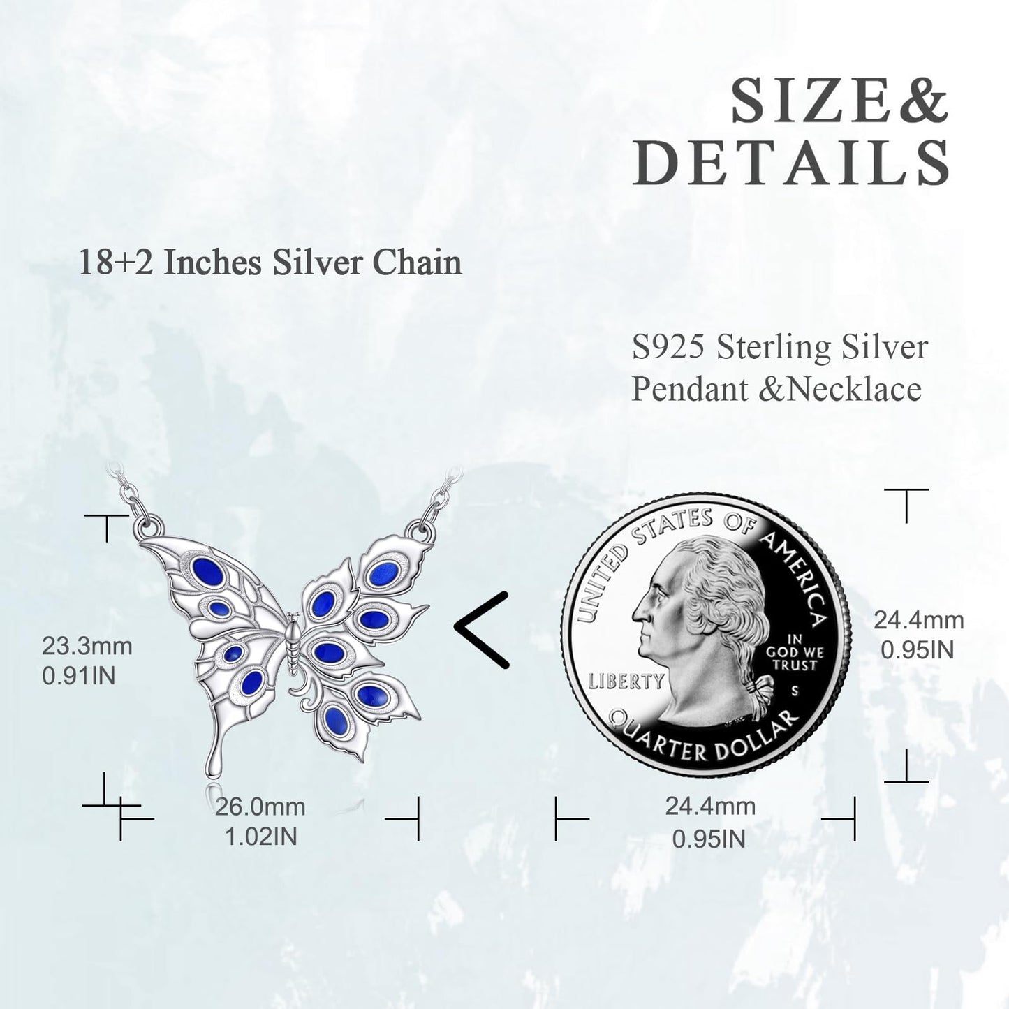 VONALA Butterfly Necklace Peacock Feathers for Women 925 Sterling Silver Pendant Necklace Vintage Western Butterfly Jewelry Birthday Gifts ﻿