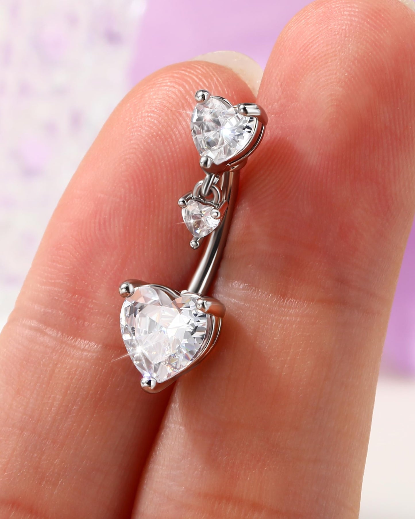 Jewseen Dainty Belly Button Rings 14G Heart Belly Rings for Women Gold Navel Ring 316L Surgical Steel 10MM Heart Navel Piercing