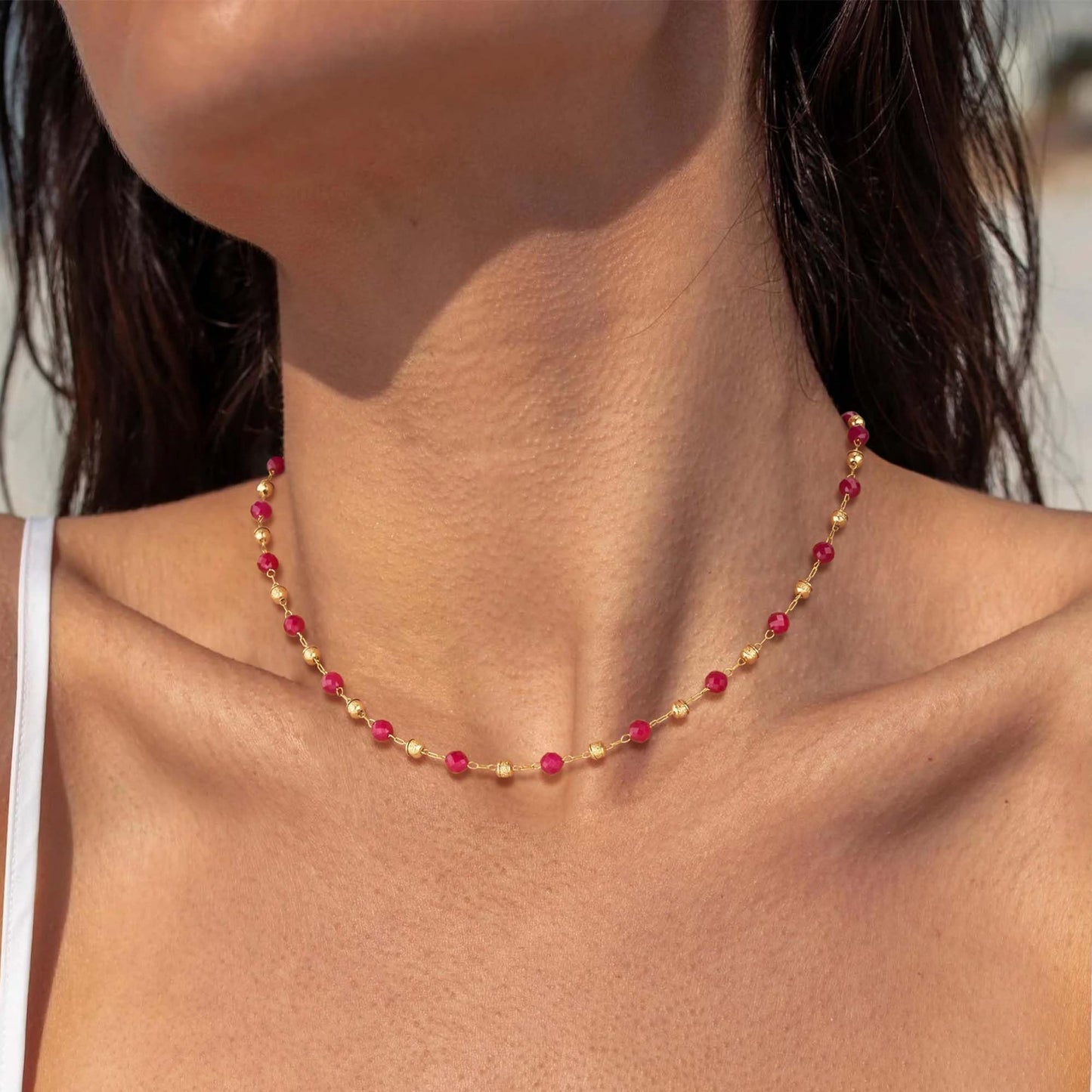 LOLAR RAY Turquoise Jewelry for Women - 14K Gold Plated Turquoise Necklace for Women Colorful Beaded Necklaces Summer Beach Boho Choker Bead Gift