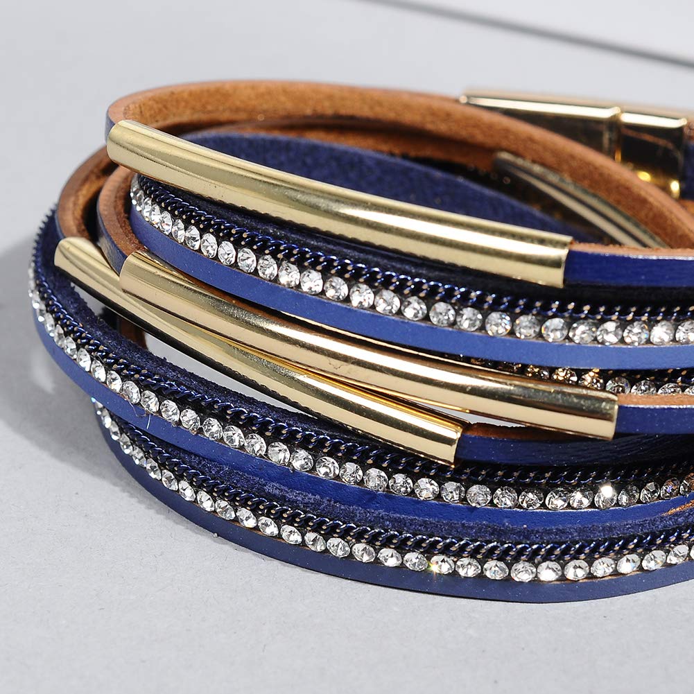 Artilady Leather Wrap Bracelet for Women-Boho Multi Layered Stackable Bracelets Bangle Jewelry for Women Trendy