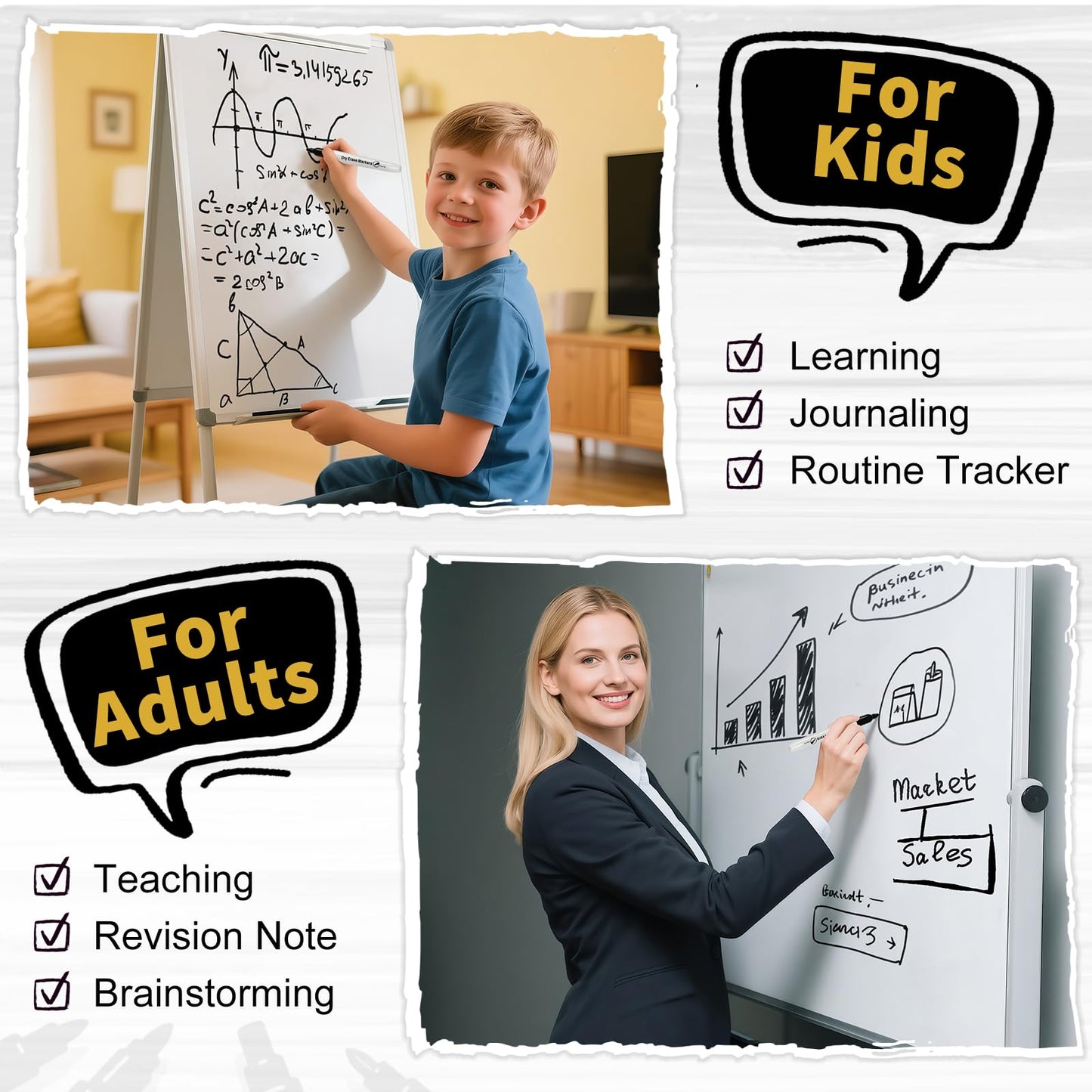 V-Opitos 72 Pack Fine Tip Dry Erase Markers - Bulk Whiteboard Erasable Black Markers, Ideal for School Classroom Office Supplies, Non-Toxic & Easy Clean for White board