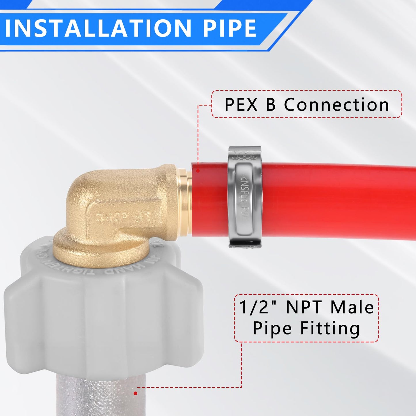 YVSKM 1/2" Pex × 1/2" Female NPT Swivel Elbow No-Lead Brass Crimp Fitting,PEX-B Compatible,10-Pack