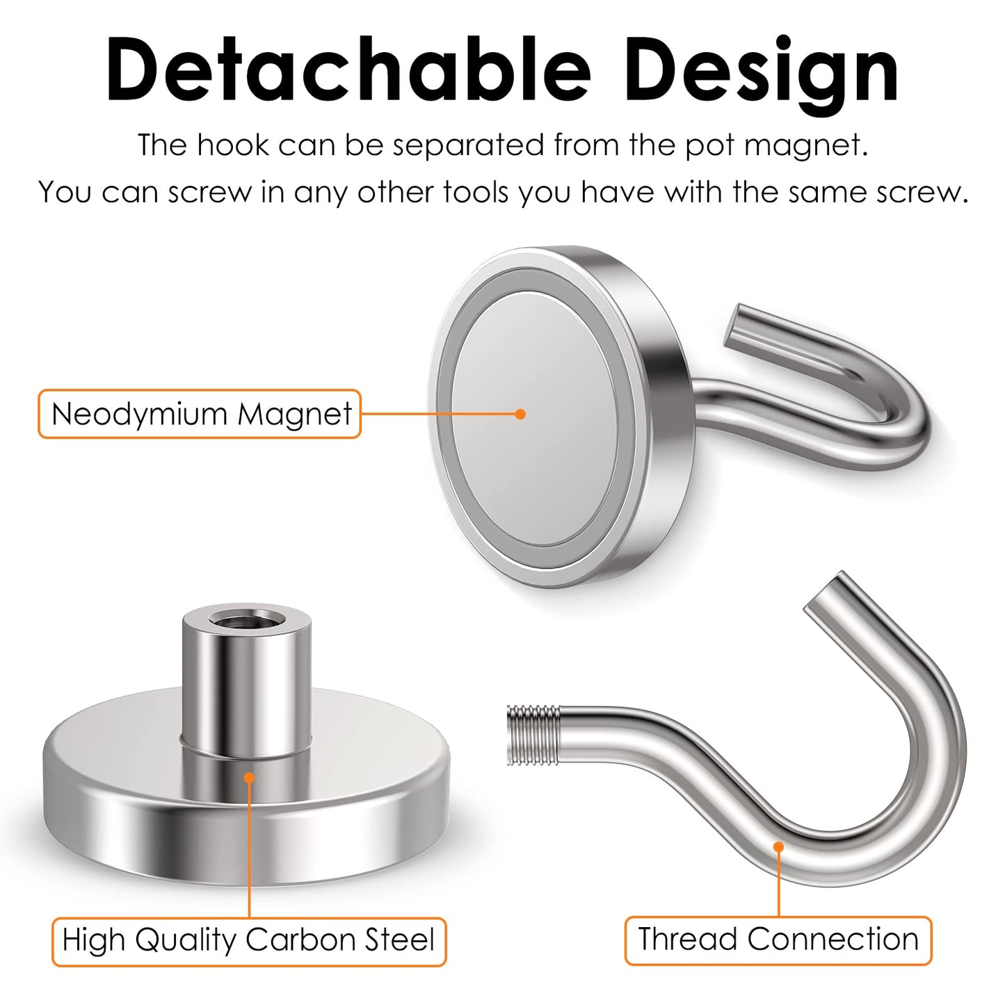 GREATMAG Magnetic Hooks Heavy Duty, 110 lbs Strong Hooks for Hanging, Magnets with Hook for Cruise Cabins, Grill, Fridge, Pack of 12