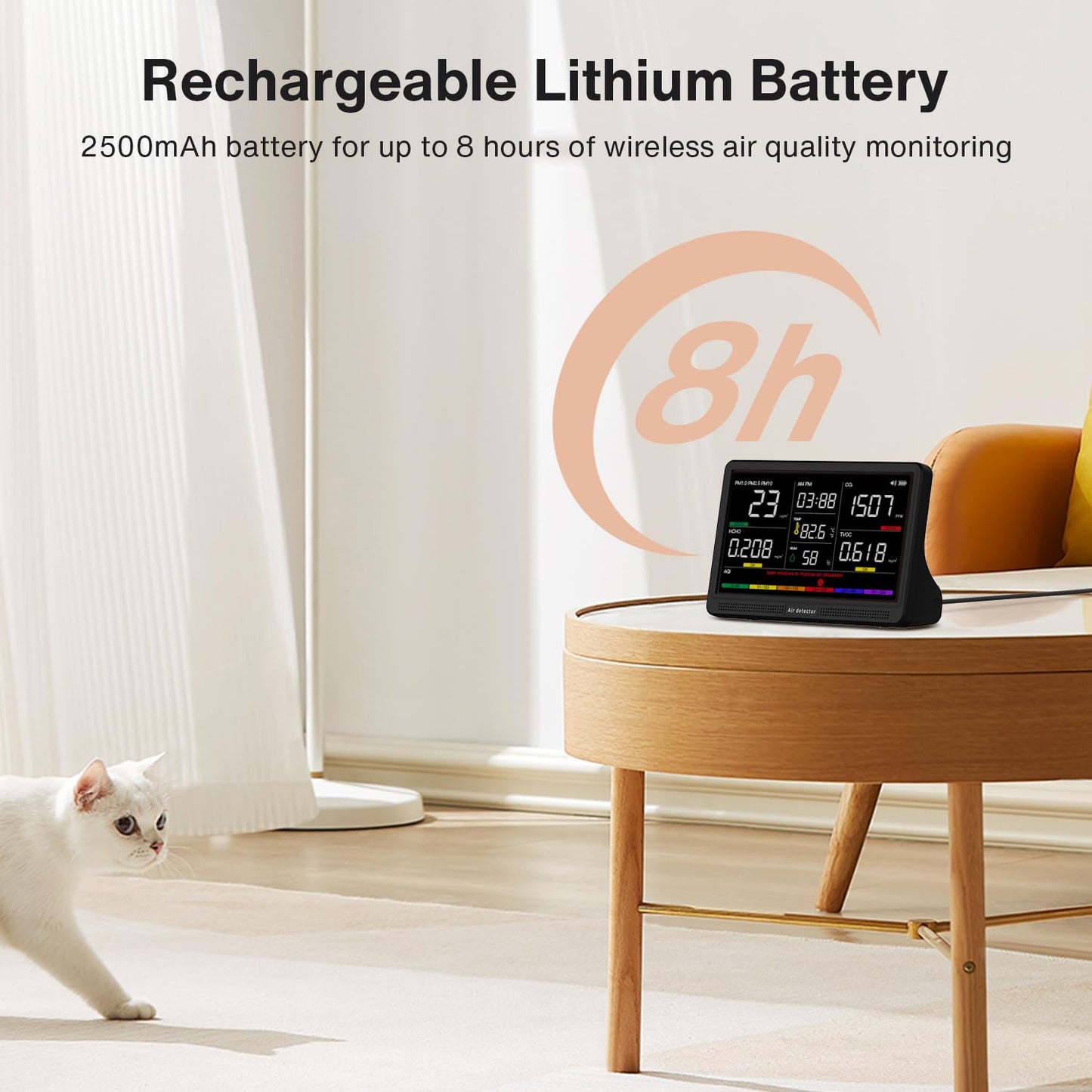 16 in 1 Air Quality Monitor Indoor 7" Display 9 AQI+7 AQI Alerts, CO2 Monitor Air Quality Tester for CO2, TVOC, PM2.5 PM1.0 PM10, HCHO Temperature Humidity AQI & Time Air Quality Meter for Home