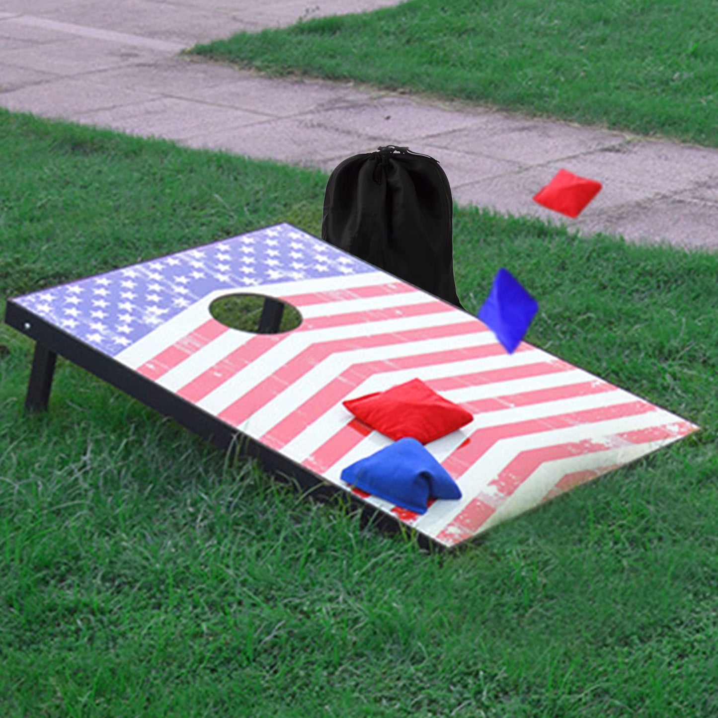 yaaduo Set of 8 Regulation Cornhole Bags Double Sided, Weather Resistant Bean Bags for Cornhole Toss Game, Corn Hole Beans Bags with Tote Bag (Red/Blue)