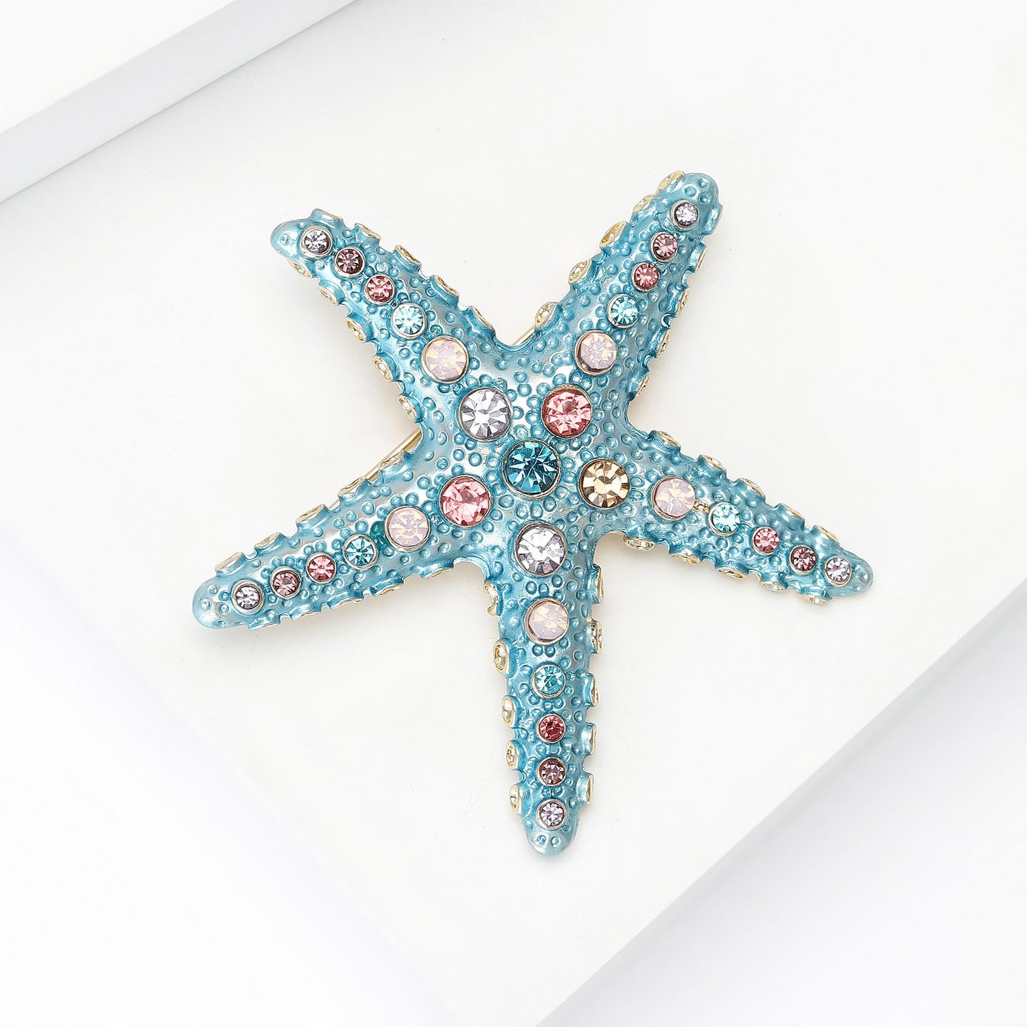 Starfish Brooch for Women Rhinestone Blue Starfish Pin Ocean Theme Brooch Birthday Holiday Gift for Girlfriend Wife Mother