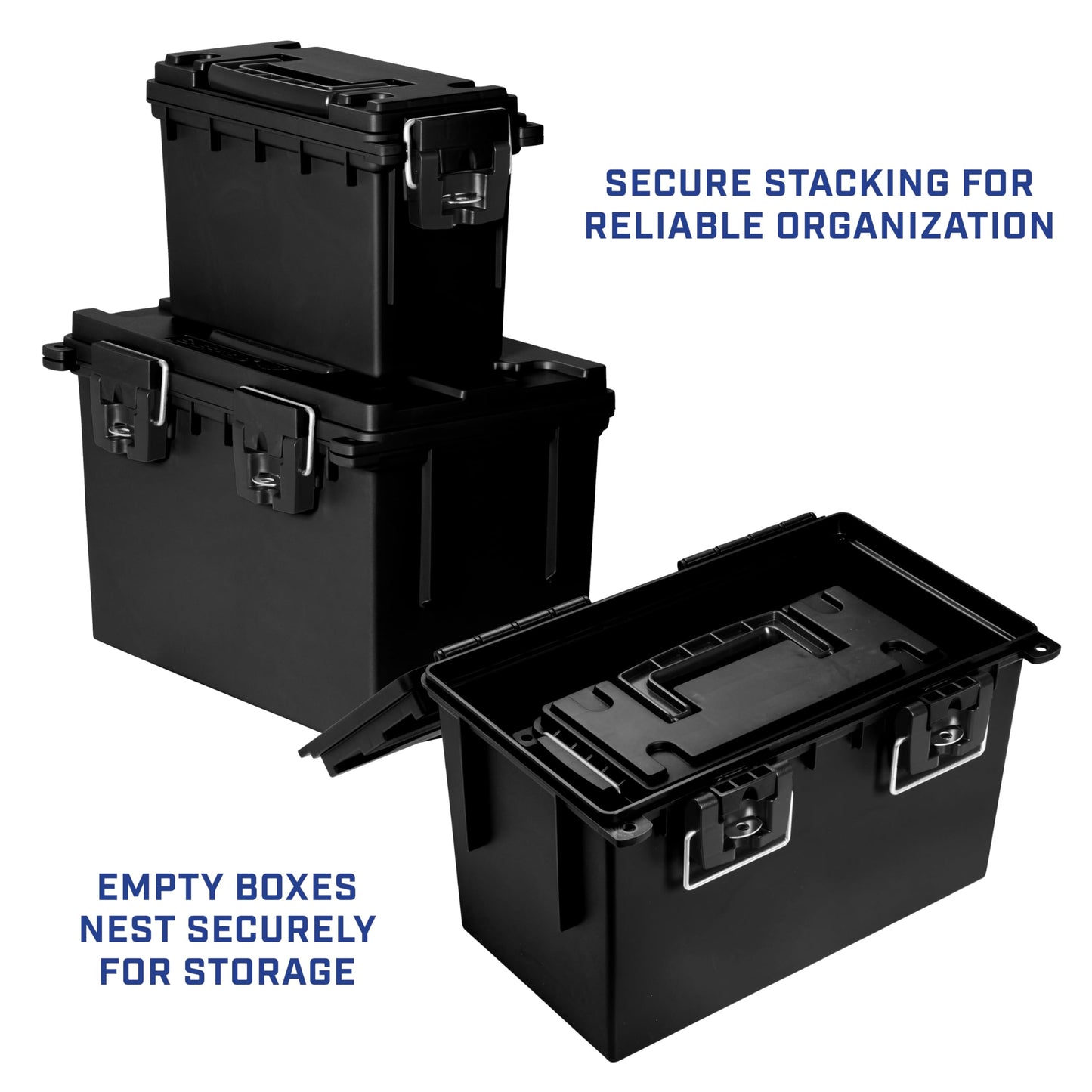 Sheffield Ammo Box Made in USA, Stackable Lockable Ammo Storage Box, Black