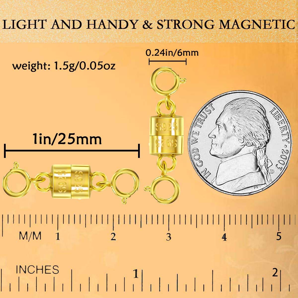 Oilzorr 925 Silver Magnetic Necklace Clasps, Magnetic Necklace Clasps and Closures for Bracelet Necklace Extender (10pcs | 5gold & 5silver)