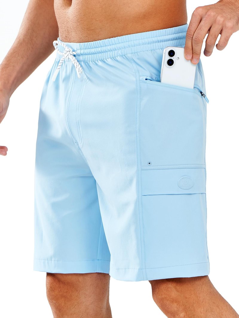 NORTHYARD Mens Swim Trunks Board Shorts 9 Inch Bathing Suit Swimwear Quick Dry Beach Short with Zipper Pocket - No Mesh Liner SkyBlue M