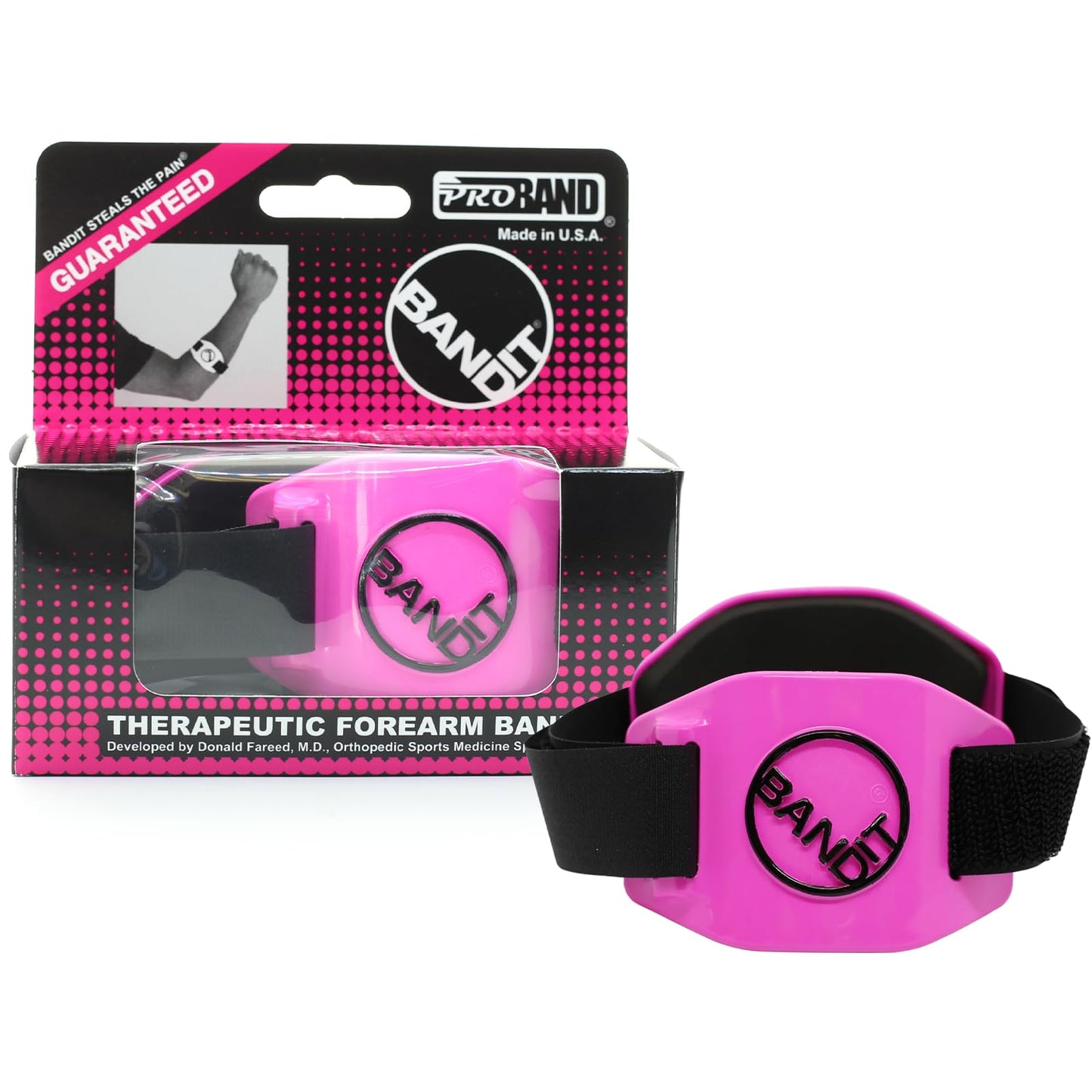 BandIT PINK - Compression Arm Band for Elbow & Forearm - Helps Relieve Pain & Swelling - For Carpal Tunnel, Tendonitis, Tennis & Golfers Elbow, Sprains, Arthritis & More - Latex-Free - One Size Fits