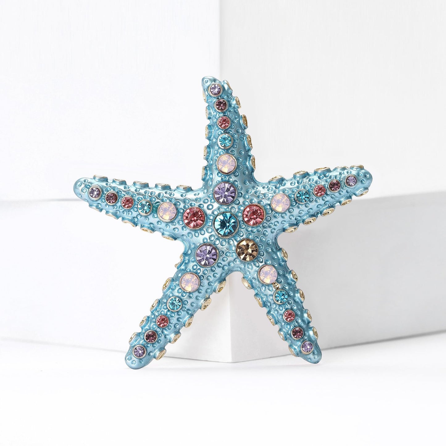 Starfish Brooch for Women Rhinestone Blue Starfish Pin Ocean Theme Brooch Birthday Holiday Gift for Girlfriend Wife Mother