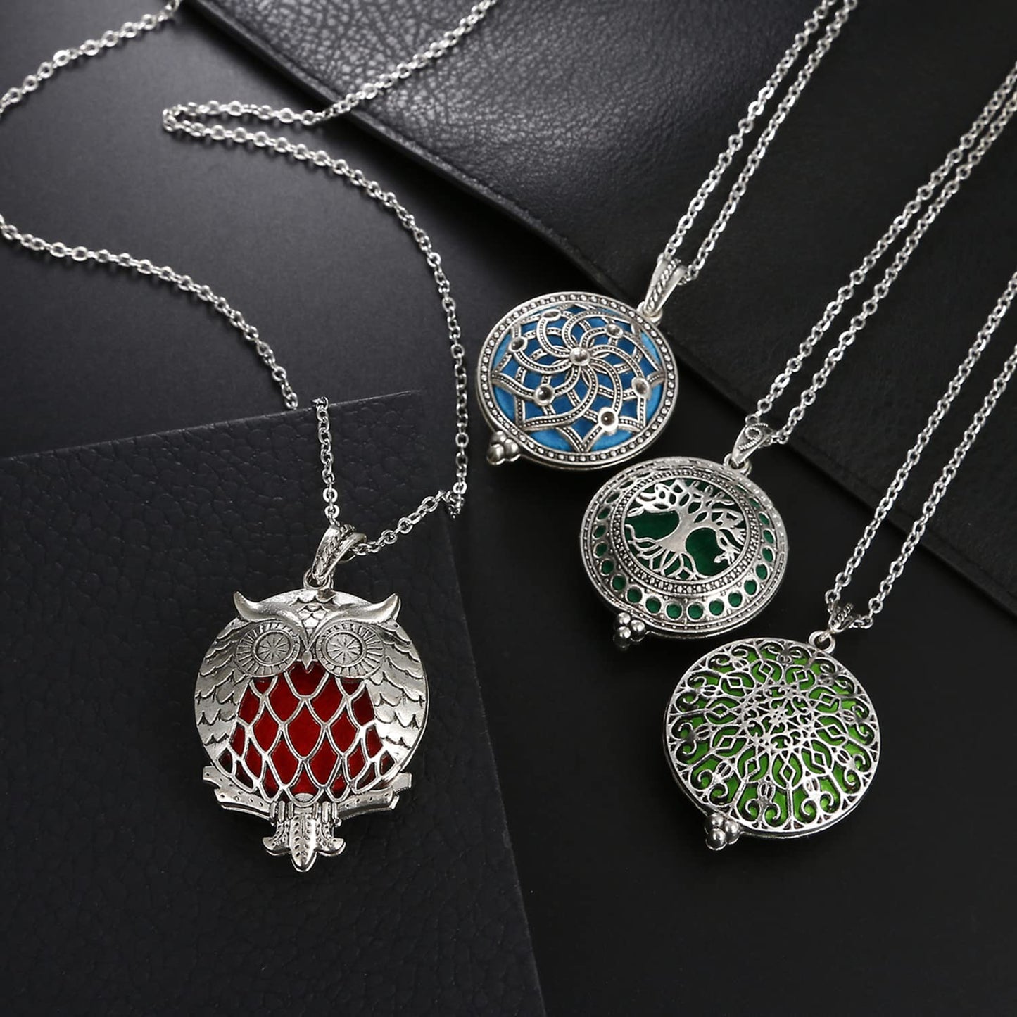 Vie jeune Mixed Aroma Diffuser Locket Pendants Set, Essential Oil Diffuser DIY Necklace Jewelry Making Craft, Bulk Aromatherapy Diffuser Charms Gifts for Women (Random 8pcs Aroma Diffuser)