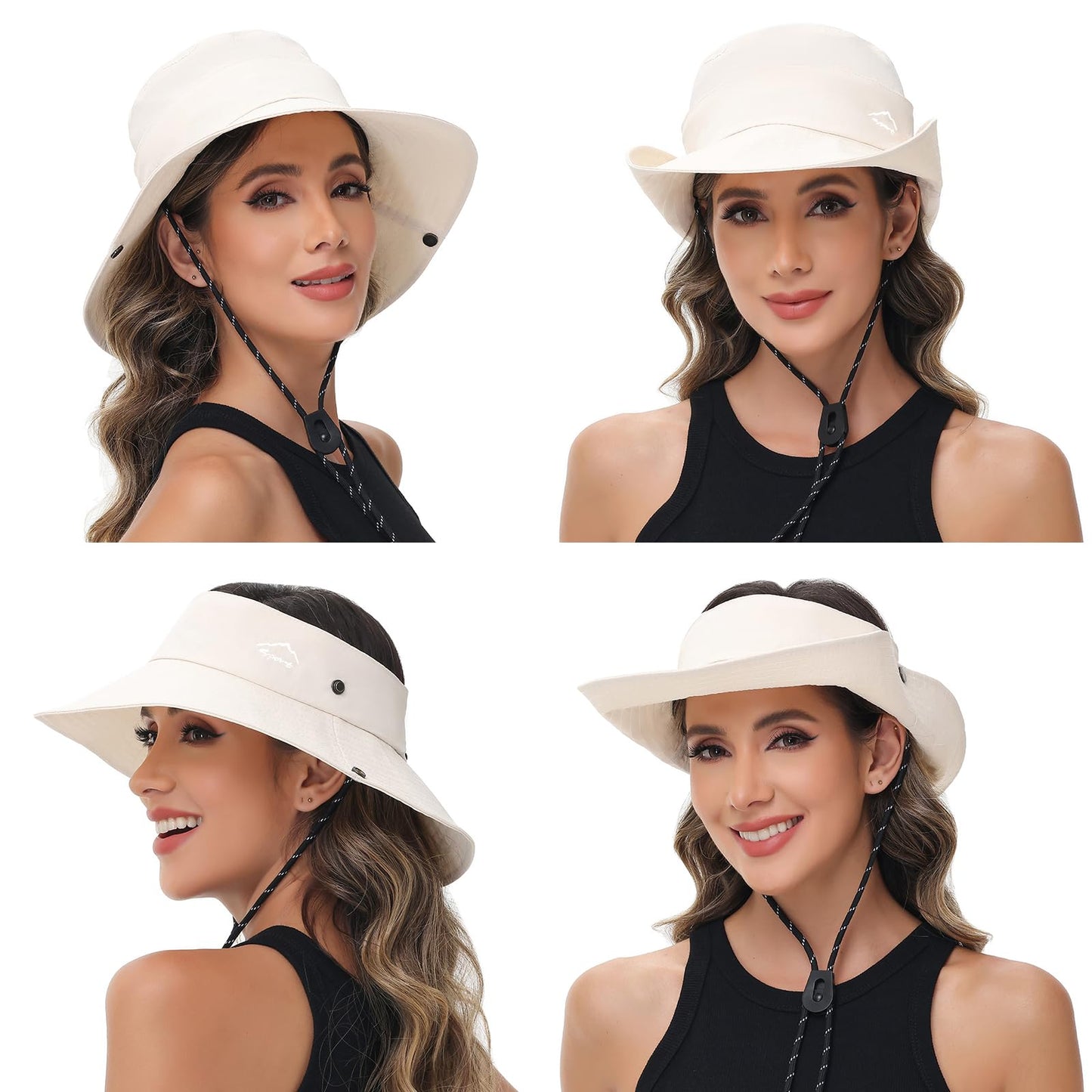 Sun Hats for Women Bucket Hat UV Protection Fishing Hat Wide Brim Safari Hats 2 in 1 Zip-Off Sun Visor Hats UPF 50+