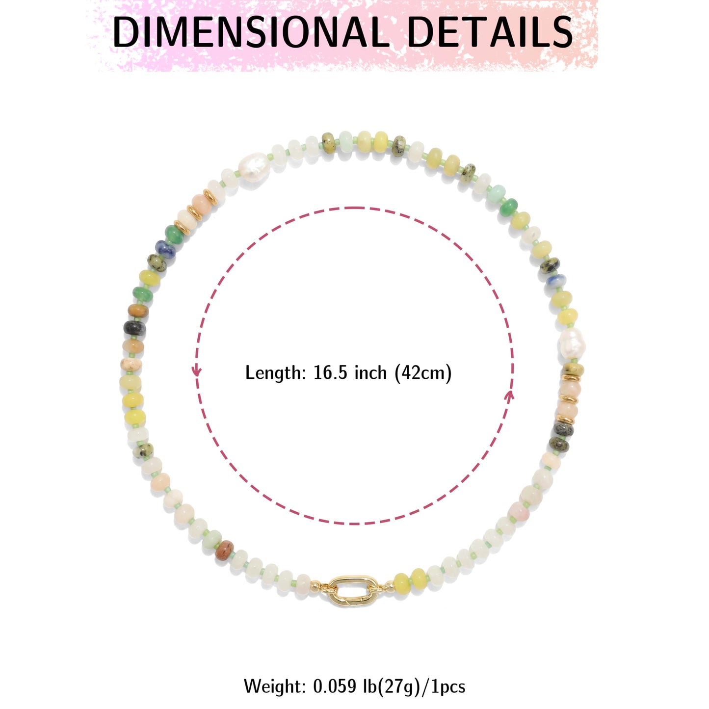 CONRAN KREMIX Colourful Stone Beaded Necklace for Women,Natural Gemstone Bead Choker Necklaces Boho Summer Beach Layering Necklace Jewelry Gift for Women