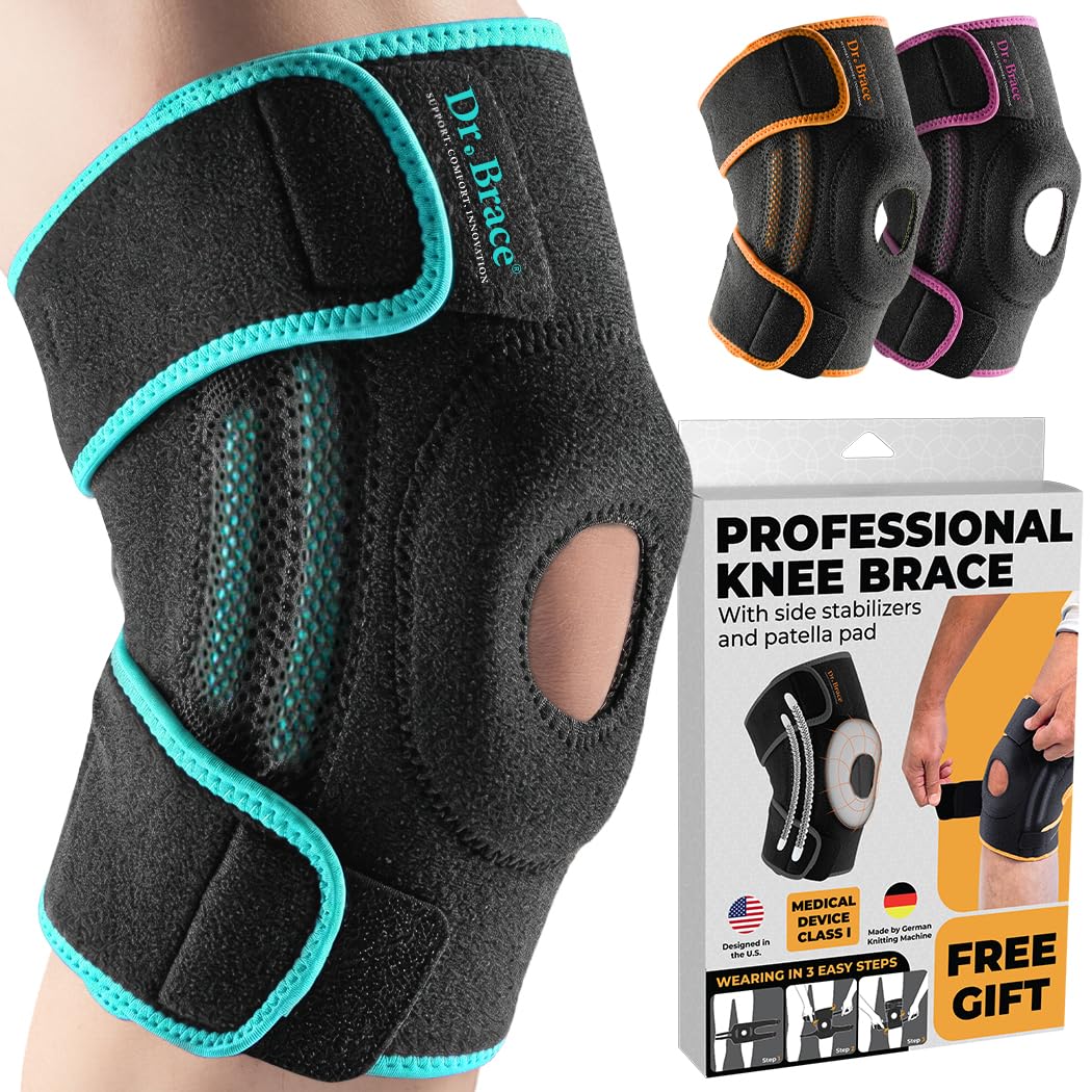DR. BRACE ELITE Knee Brace with Side Stabilizers & Patella Gel Pads for Maximum Knee Pain Support and fast recovery for men and women-Please Check How To Size Video (Earth, Medium)