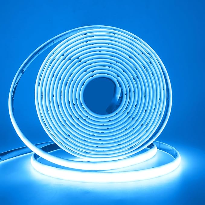 24V COB Neon Strip, 320LEDs/m Ultra-Bright Flexible COB Neon LED Strip, Outdoor Waterproof IP68 Self-Adhesive Tape, Red/White 2-Wire LED Fairy Lights for Patio, Christmas（Ice Blue,3M）