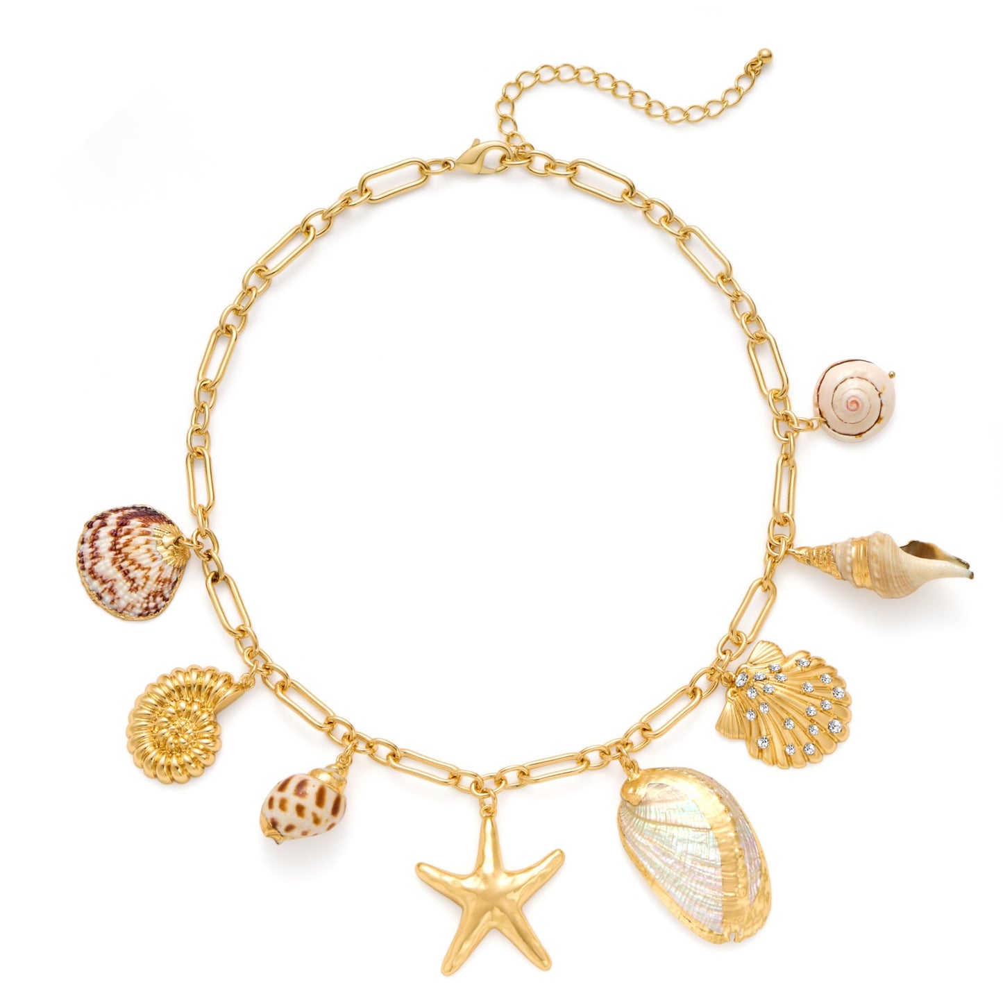 LILIE&WHITE Sea shell Necklace For Women With Trendy Charms Conch Necklace Starfish Charms Necklaces Uinque Summer Beach Mermaid Necklaces Fashion Shell Jewelry