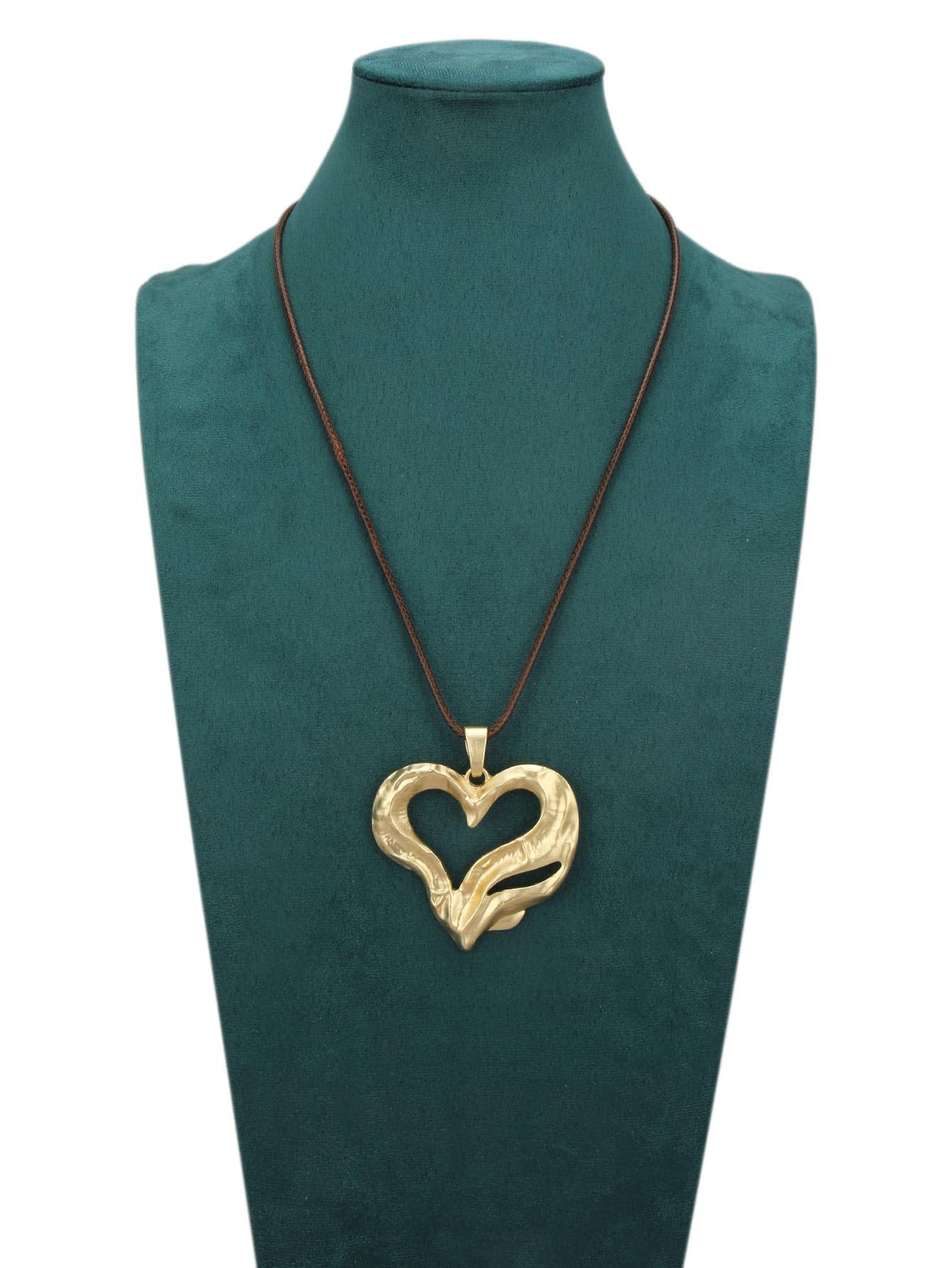 joymiao Bohemian Necklace for Women Long Boho Pendant Necklace with Large Gold Irregular Heart Vintage Hippie Statement Necklaces