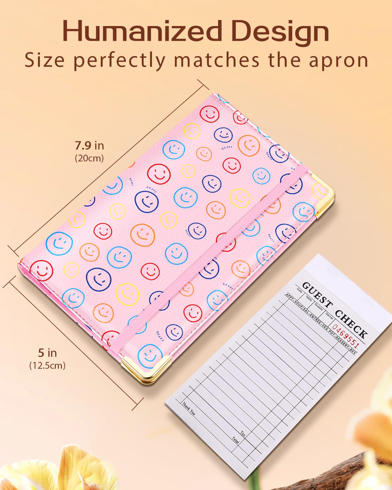Slohif Server Book for Waitress Cute Serving Books with Zipper Pocket Accessories Leather Server Check Book Restaurant Waiter Server Booklet Organizer Ticket Book Holder