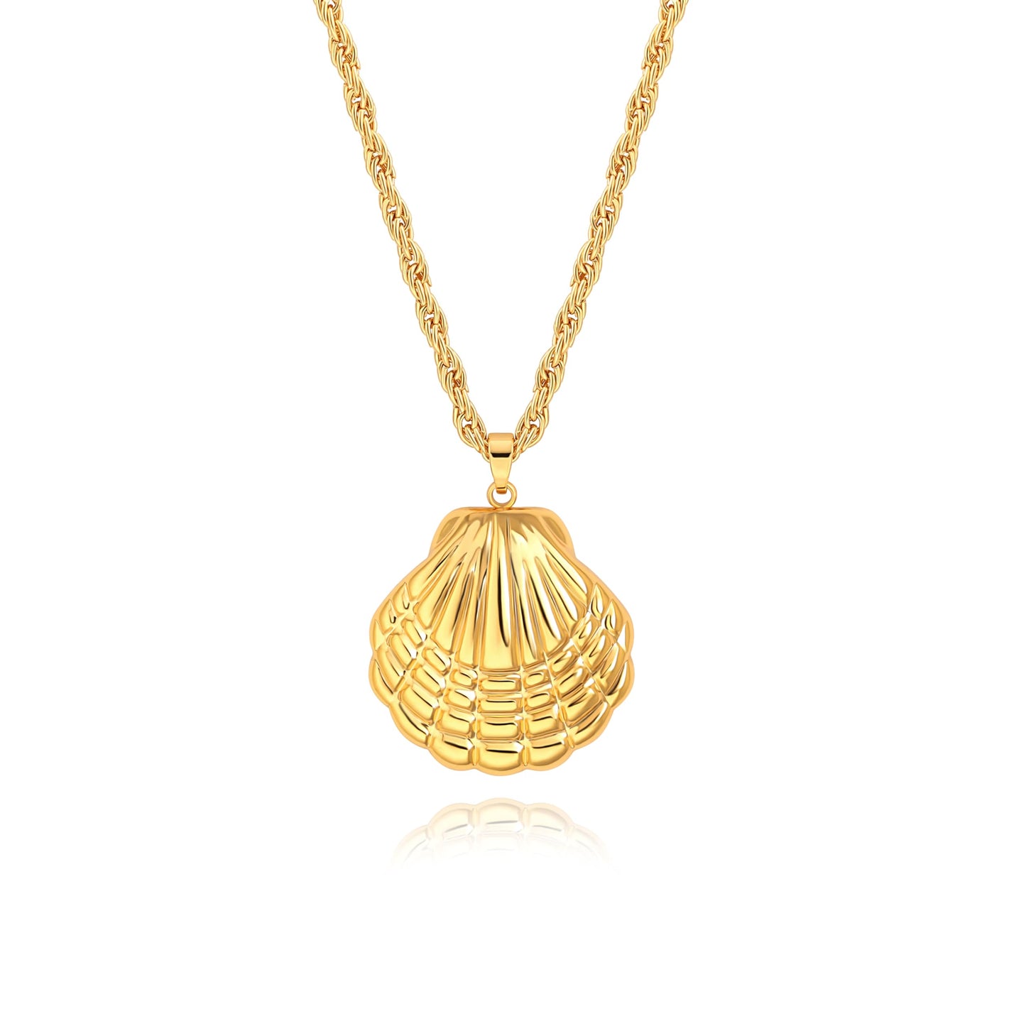 PEARLADA Boho Sea Shell Beach Necklace, Statement Gold Plated Seashell Pendant Necklace, Adjustable Summer Beach Jewelry