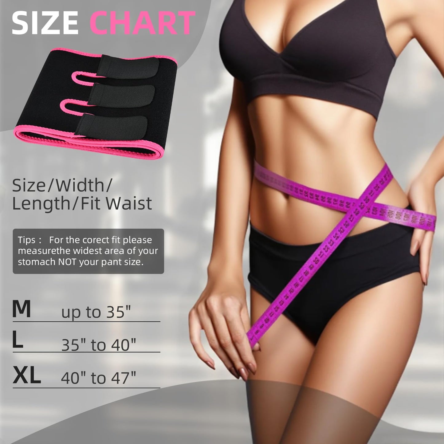 AMZBOSS Waist Trainer for Women Lower Belly Fat, Waist Sweat Band for Women, Belly Band Sweat Belt, Stomach Wrap with Pocket (Pink, X-Large)