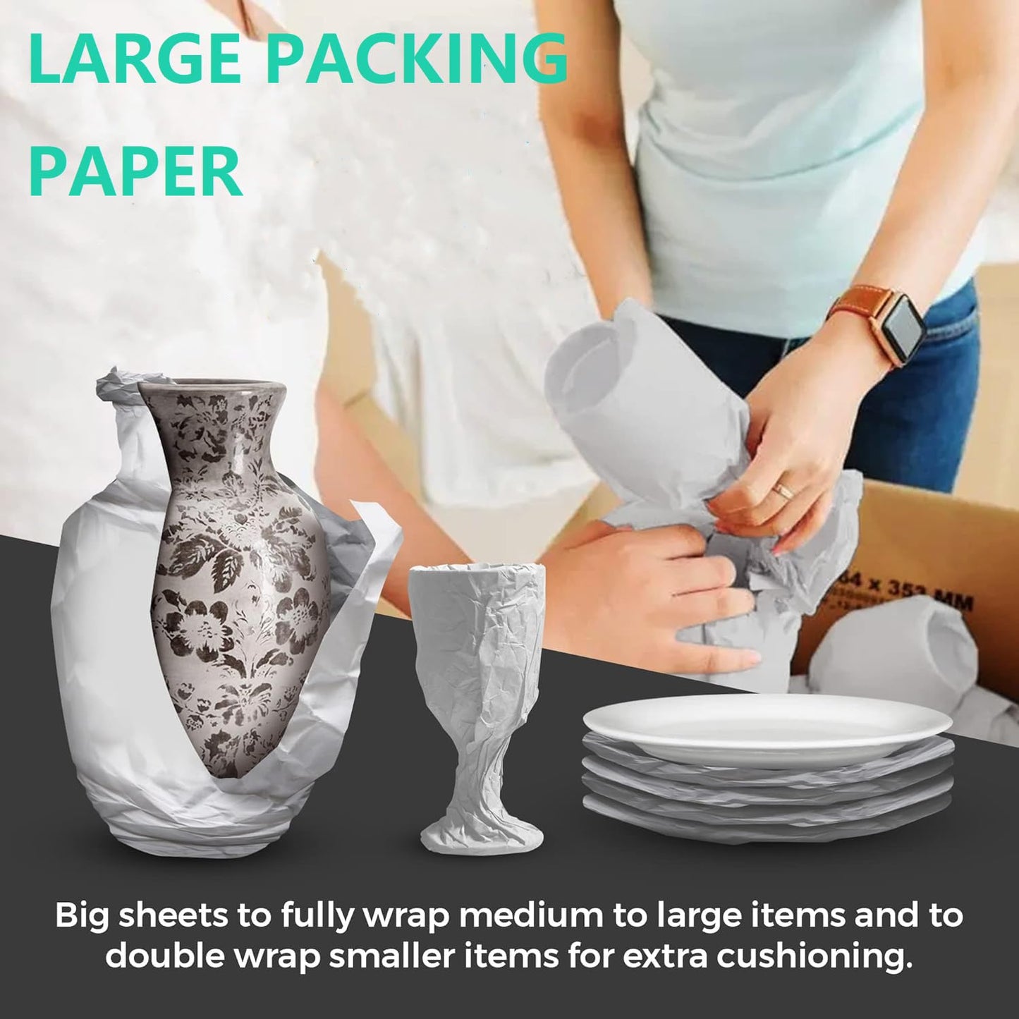 Large Moving Paper Packing Sheets 18x24 Inch Newsprint Paper for Packaging Moving Shipping Supplies, Wrapping Fragile Items, Pet Cage Liners 5.3LB