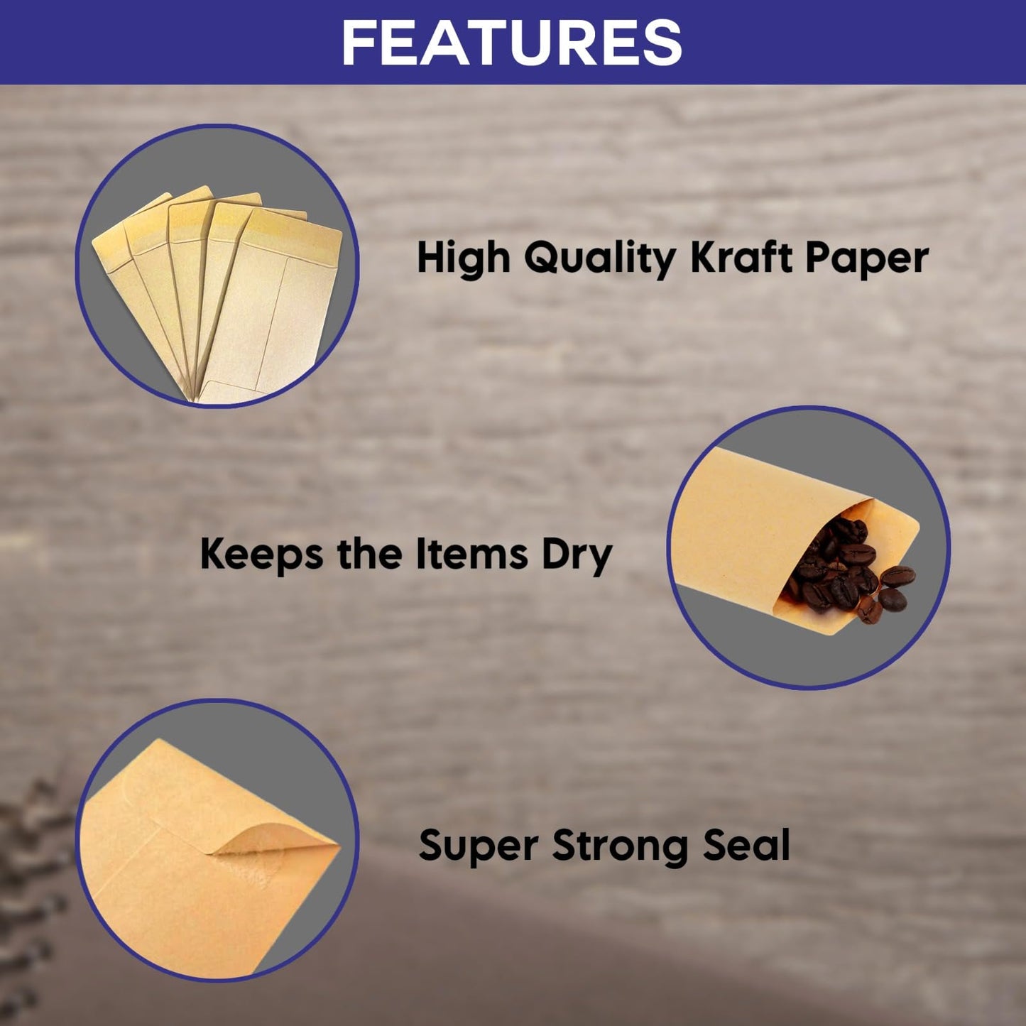 #1 Coin Envelopes Durable Kraft 2.25"x3.5", 500 Pcs Small Key Envelope with Gummed Flap, Seed Envelopes for Storing Seeds, Tip Envelope for Cash