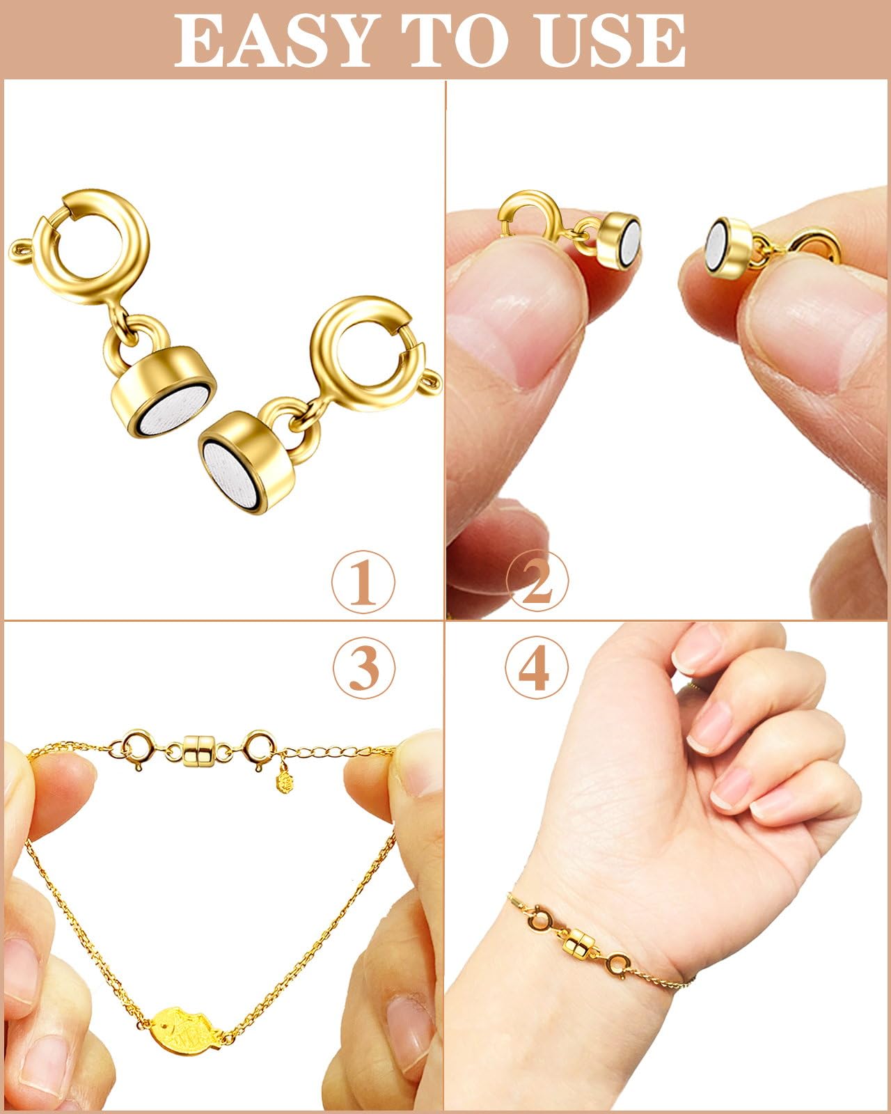 Dailyacc Magnetic Necklace Clasps and Closures, Double Open Bracelet Extender for Jewelry Converters Clasp (6 Gold, 6 Silver)