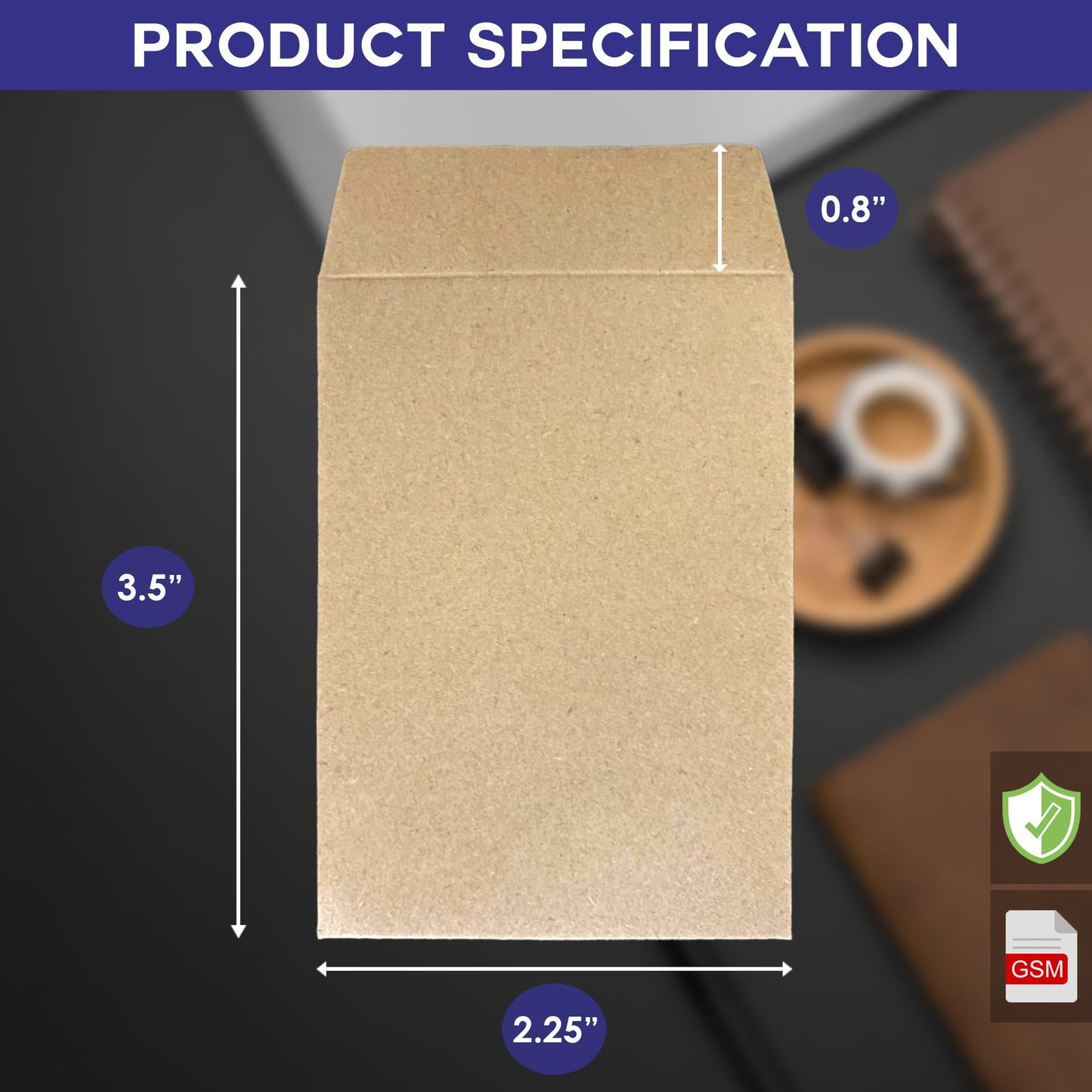 #1 Coin Envelopes Durable Kraft 2.25"x3.5", 500 Pcs Small Key Envelope with Gummed Flap, Seed Envelopes for Storing Seeds, Tip Envelope for Cash