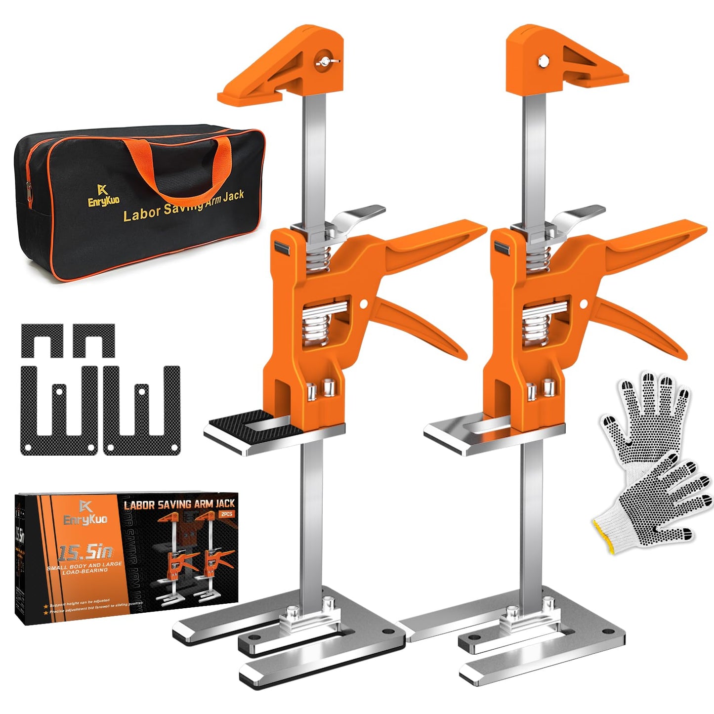 [Upgrade] Labor Saving Arm Jack 2 Pack,15.5 Inch Stainless Steel Furniture Lifts with Handbag,Hand Furniture Jack Lifter Tool for Installing Cabinets,Flooring&Windows,Load 440LBS