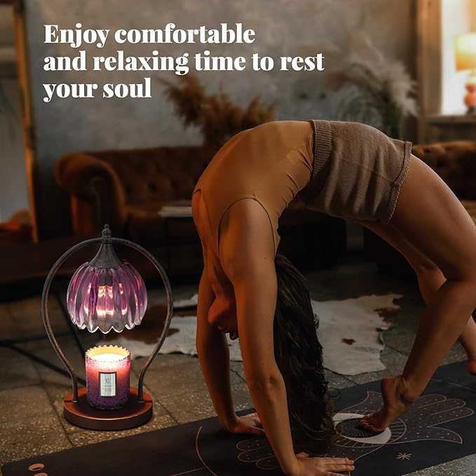 Candle Warmer Lamp, Dimmable Candle Warmer with Timer, Vintage Candles Wax Warmers for Jar Candles Birthday Gifts for Women, Mom, Home Decor for Bedroom Living Room, Purple Black