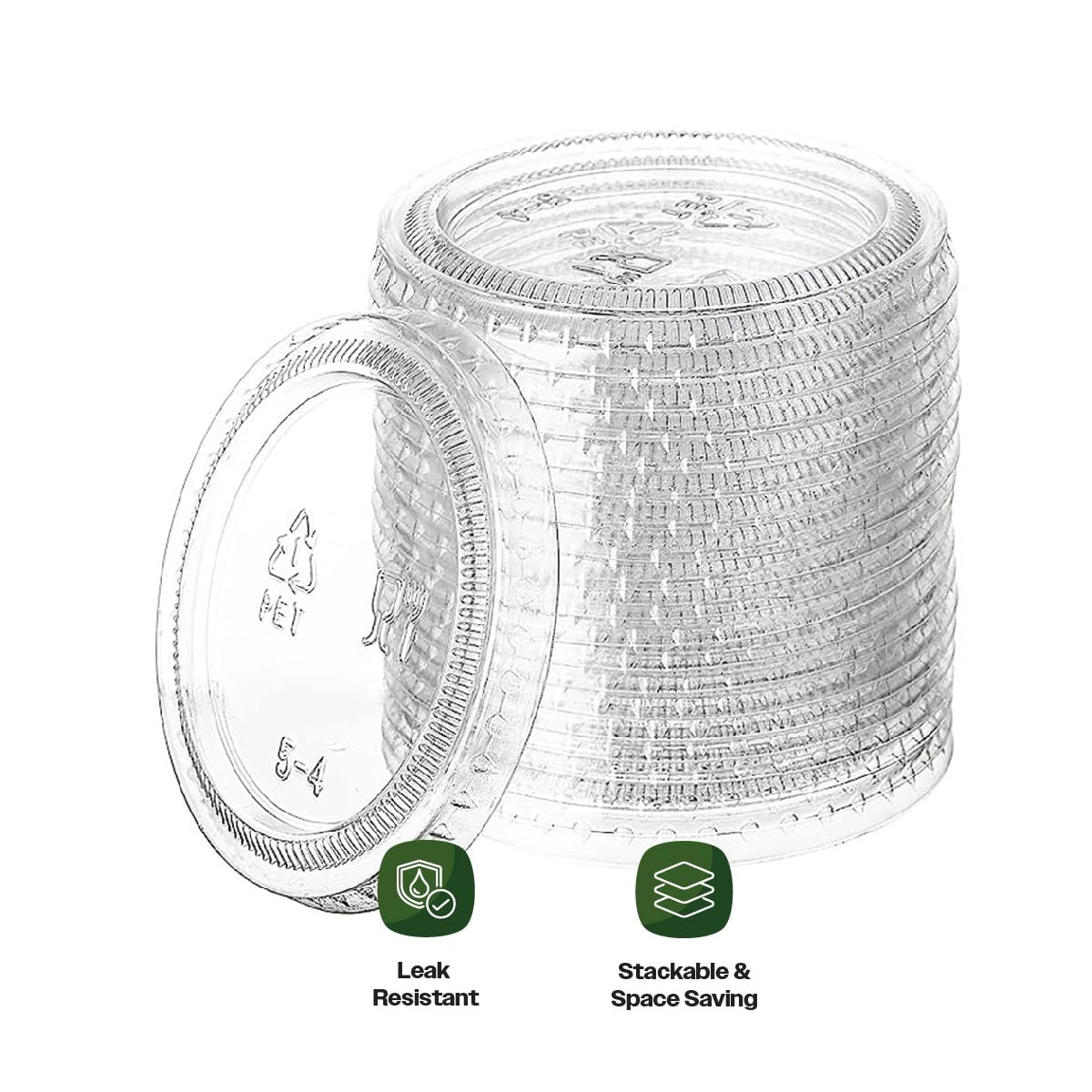CIAO! Ultra Clear PET Portion Cup Lids, 62mm, Fits CIAO! 1.5 & 2 oz Portion Cups, Case of 2,500