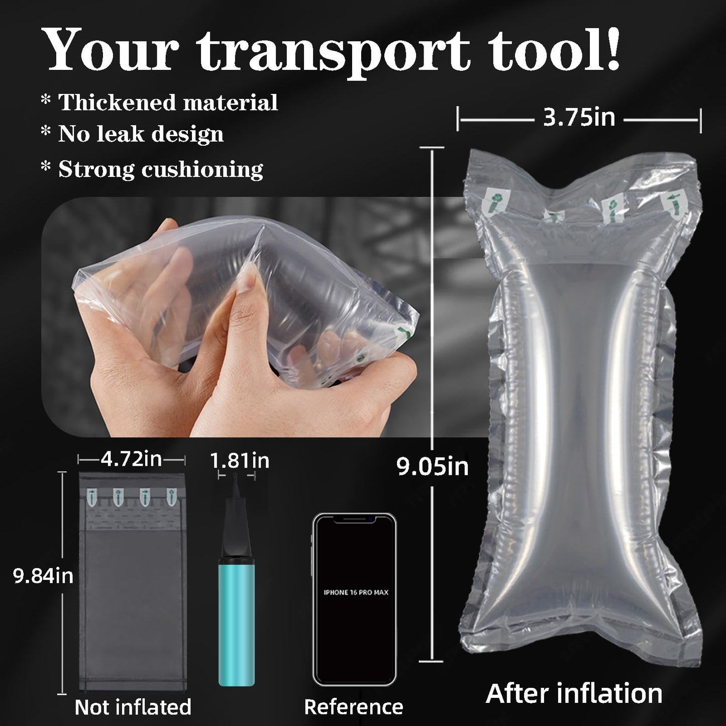 400 Count Packing Air Pillows for Shipping Supplies Box Filler Alternative to Packing Peanuts for Size 4.72" x 9.84"，Suitable for small transport companies