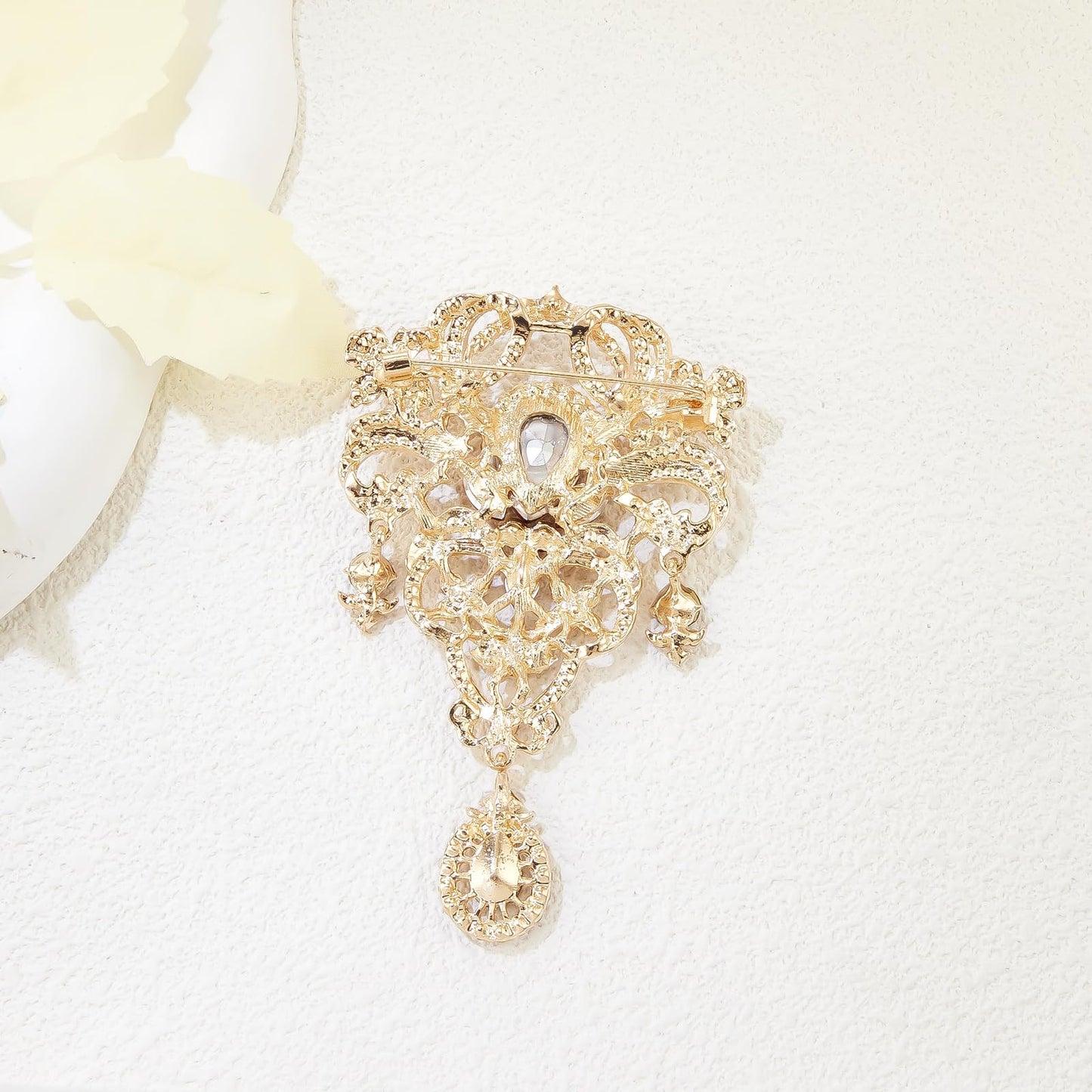 YOQUCOL Retro Brown Austrian Crystal Big Brooch Pin for Women Large Flower Shape Brooches Lapel Pins for Sweater,Coat Dress Accessories