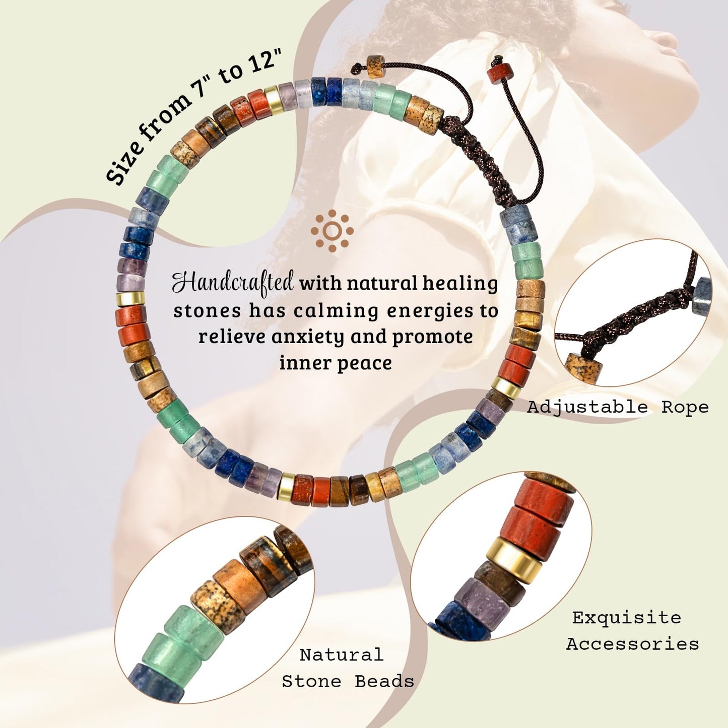 ZOKCC Cheer Up Gifts Bracelets for Women: Healing Natural Stone Bracelets with Postive Words - Inspirational Friendship Gifts for Women Friends Sister Bestie Coworker (G- REMINDER- RAINBOW STONE)