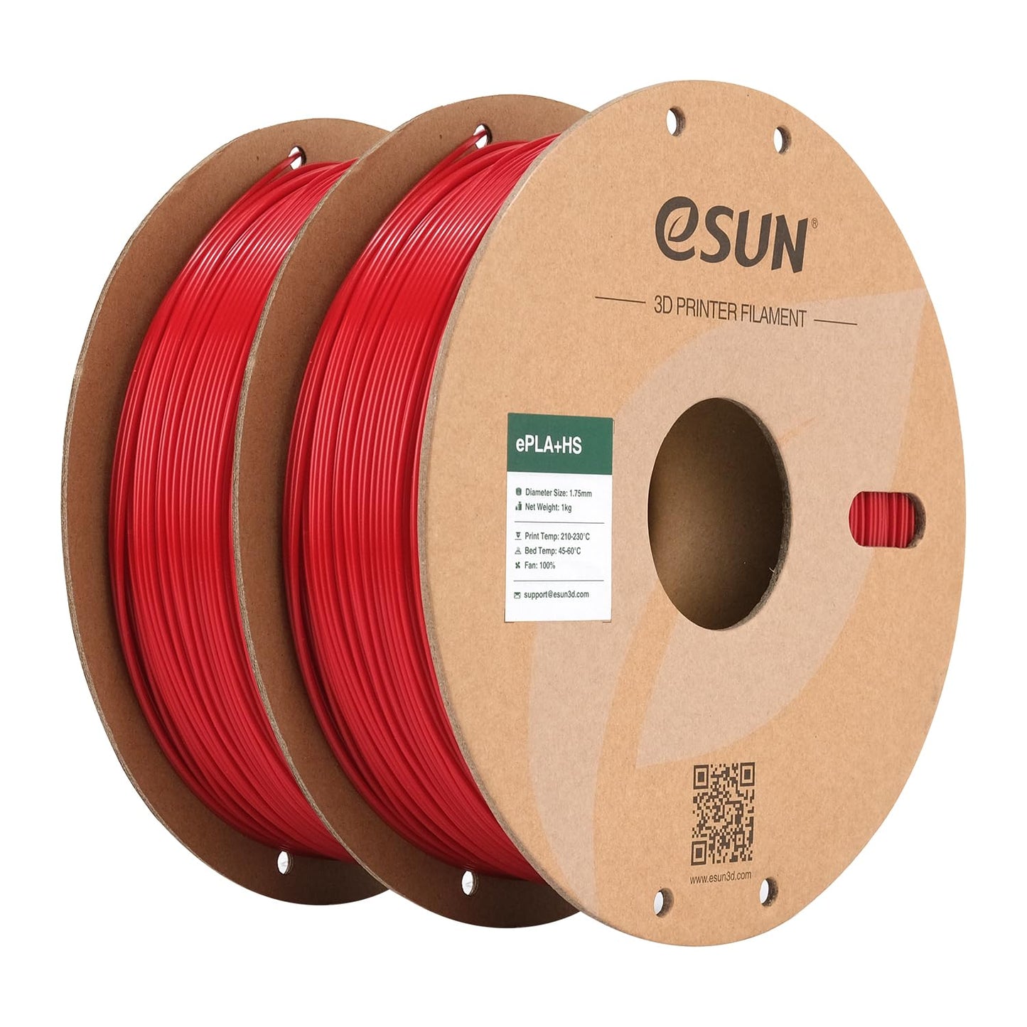 eSUN High Speed PLA+ Filament 1.75mm, 3D Printer Filament Speedy PLA Plus for Fast Printing, 1KG per Spool, 2 Spools 3D Printing Filament, Fire Engine Red