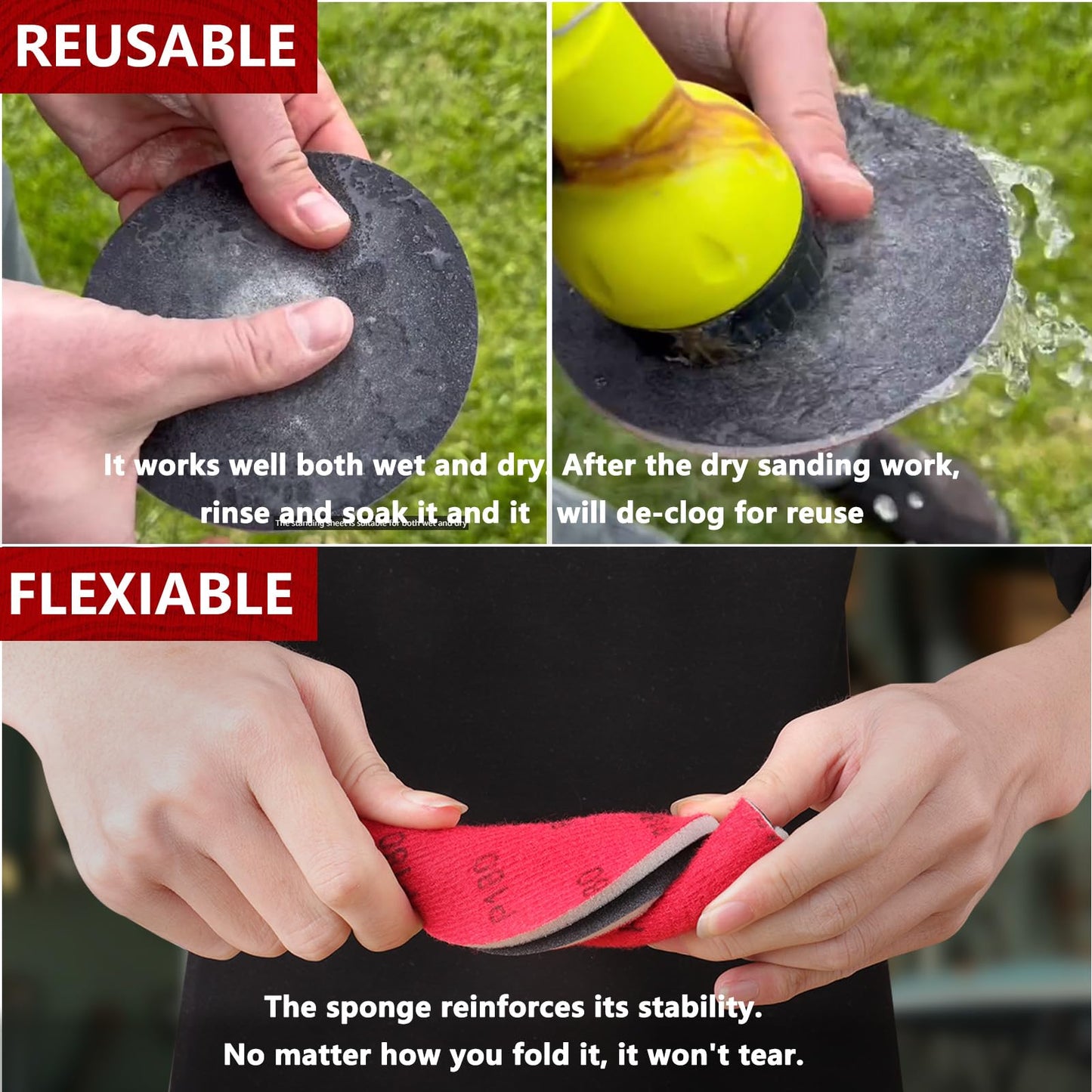 Shineboc 18Pcs 5 Inch Hook and Loop Sanding Sponge Discs 180 Grit Wet Dry Sanding Pads, Foam Sandpaper for Random Orbital Sander, Curved Surface Large-Area Sanding Polishing for Metal Wood Automotive
