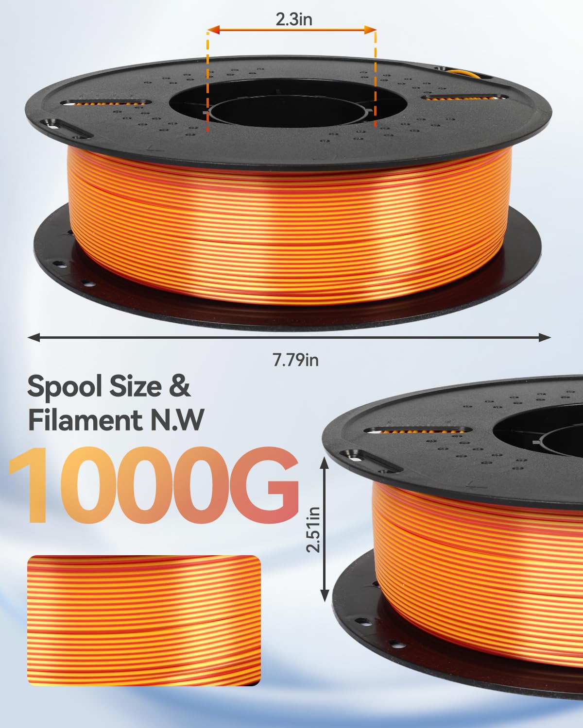 Epelay Silk PLA 3D Printer Filament, Dual Color 1.75mm Bundle, Shiny Color Changing Smooth Silk Surface, 1kg (2.2lbs) Spool, Fits Most FDM 3D Printers, Red Gold