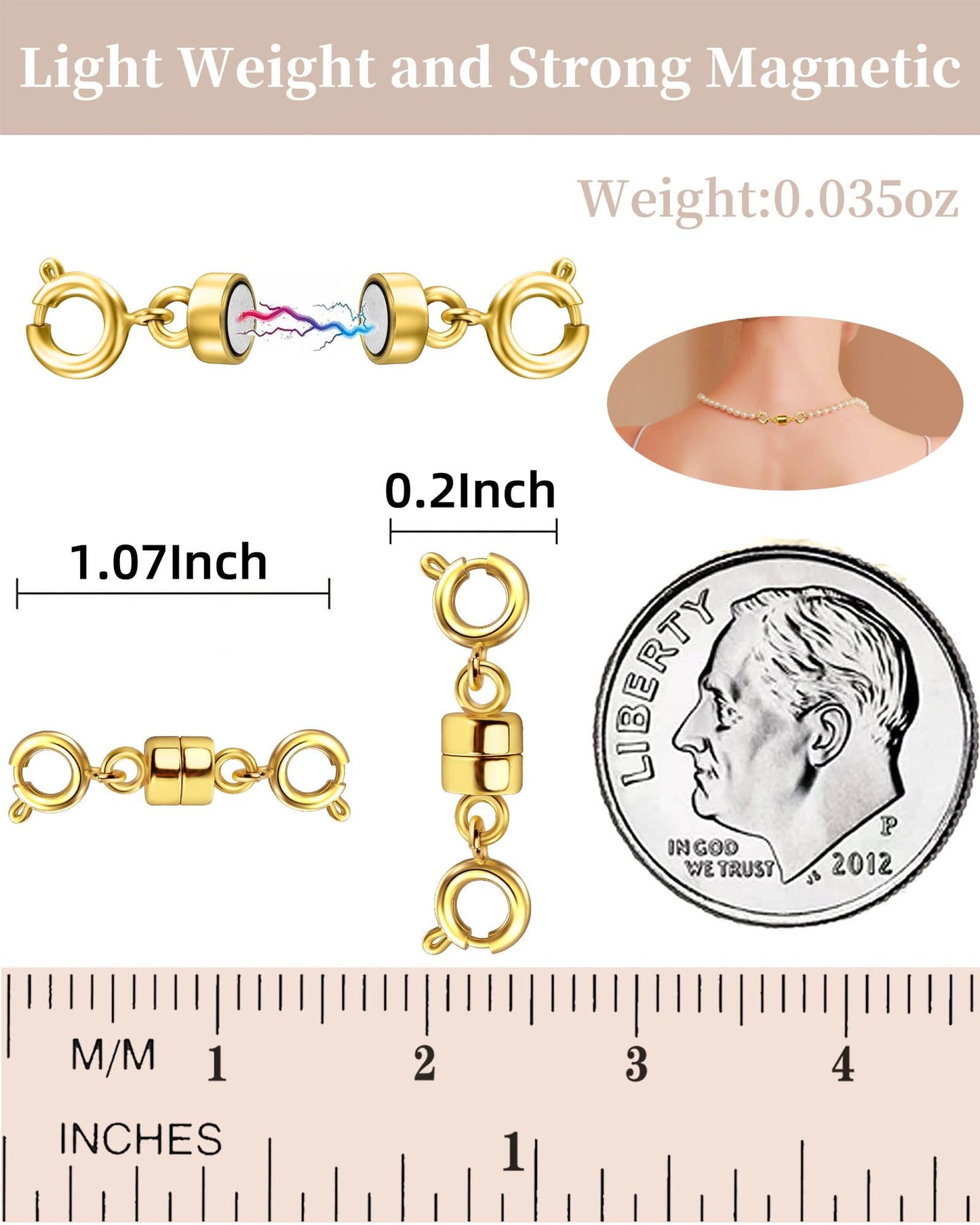 Dailyacc Magnetic Necklace Clasps and Closures, Double Open Bracelet Extender for Jewelry Converters Clasp (6 Gold, 6 Silver)