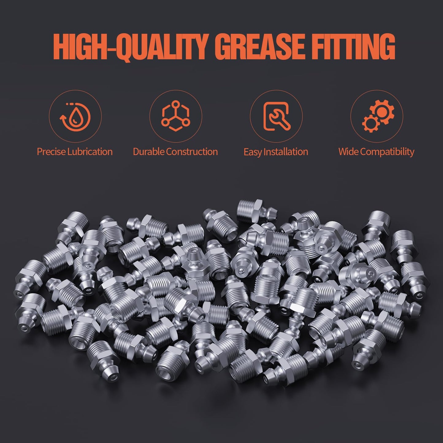 TRILINK Zerk Grease Fittings Assortment Kit – 160pcs M6, M8, M10 Metric Grease Nipples with Straight, 45 & 90-Degree Angles, Includes Wrench – Ideal for Automotive, Agricultural & Industrial Machinery