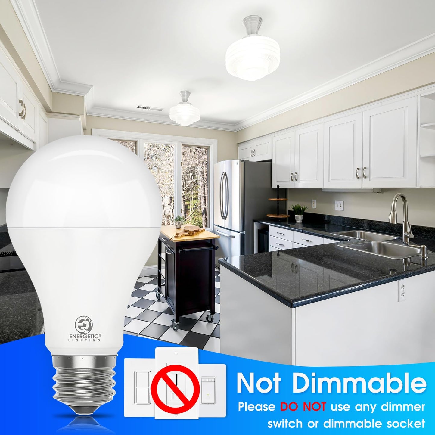 E ENERGETIC LIGHTING 150 Watt LED Light Bulb, Super Bright A21 LED Bulb Cool White 4000K, Non-Dimmable, 2300lm, High Lumen Light Bulbs, UL Listed, 2 Pack