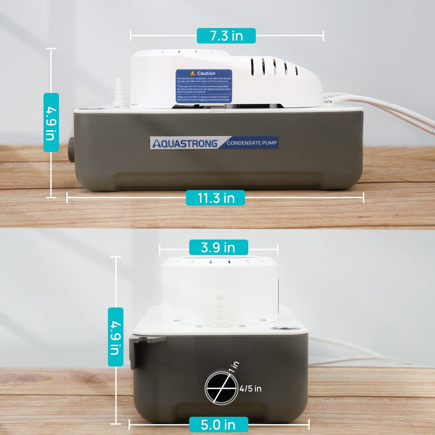 Aquastrong Automatic Condensate Pump for Hvac, 115V/230V Condensation Pump with Safety Switch, Ac Condensate for dehumidifier, Air Conditioner, Ice Maker, 3.3' Power Cord, Grey