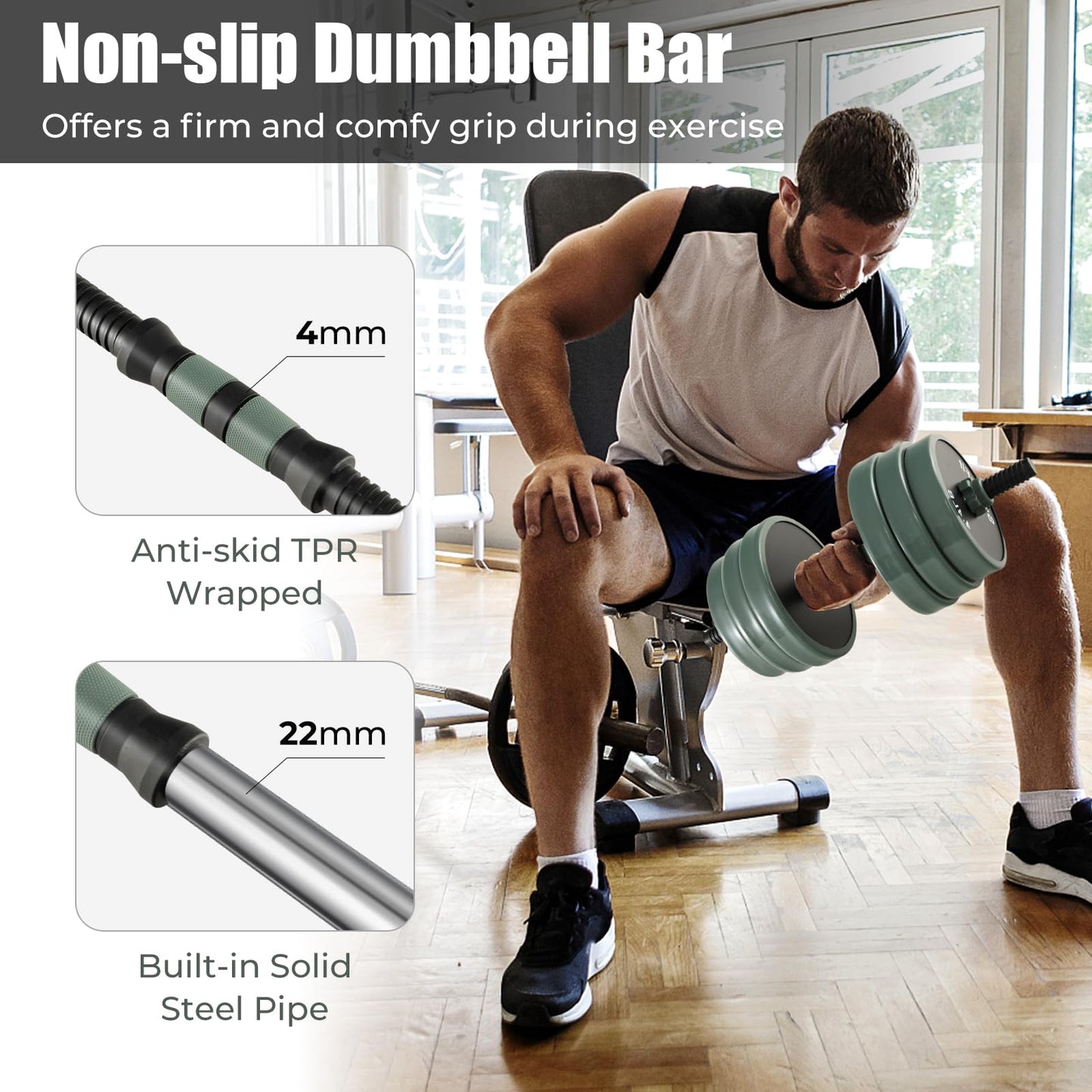 Goplus Adjustable Dumbbell Set, 92/47 LBS Free Weight Set, 4 in 1 Weights w/Connector Used as Barbell, Dumbbells, Kettlebells, Push up Stand, Fitness Workout Equipment for Men Women Home Gym (92 LBS)